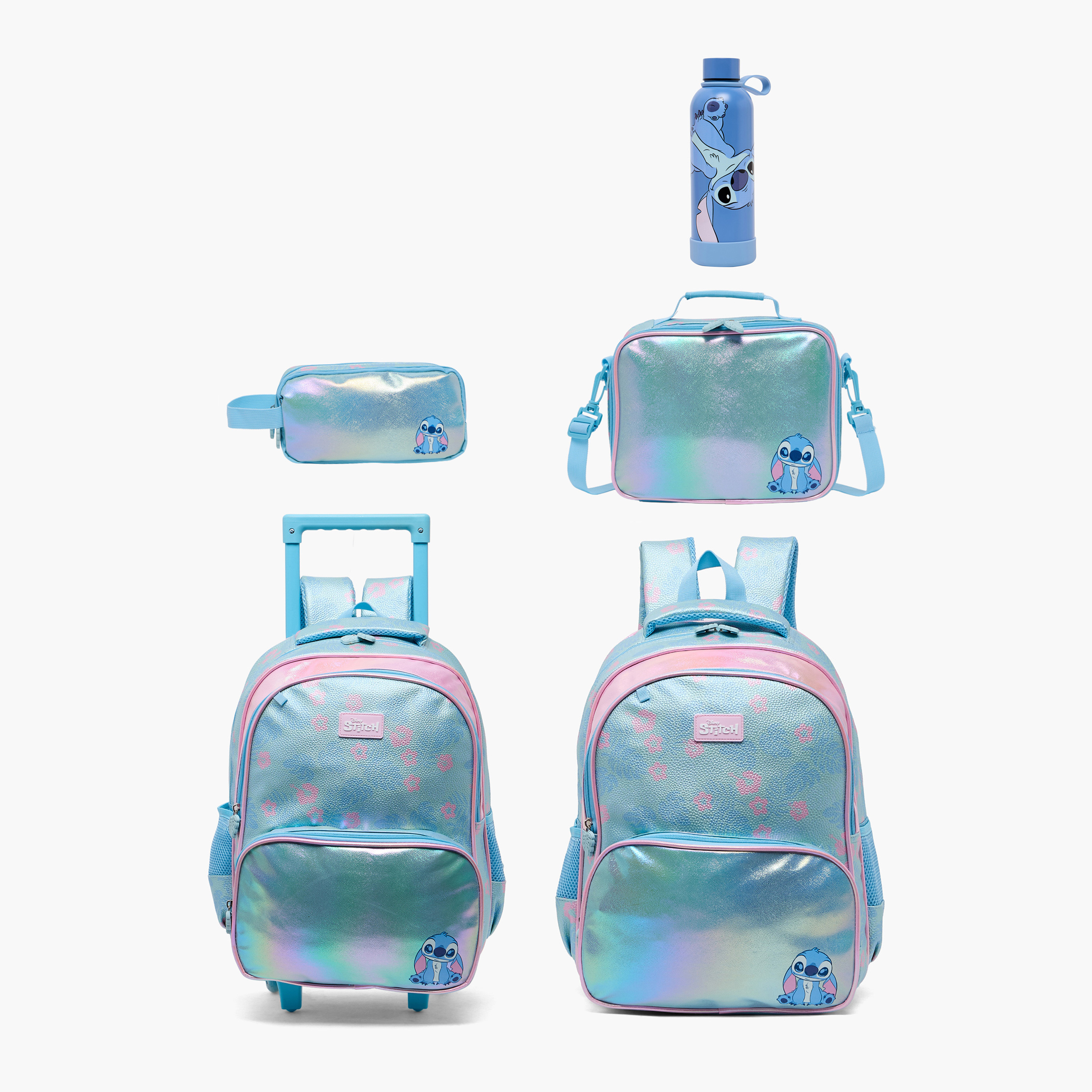 قارورة مياه ستانلس ستيل بفوهة واسعة ومقبض حمل وطبعات ستيتش من ديزني-school-waterbottles-image-9