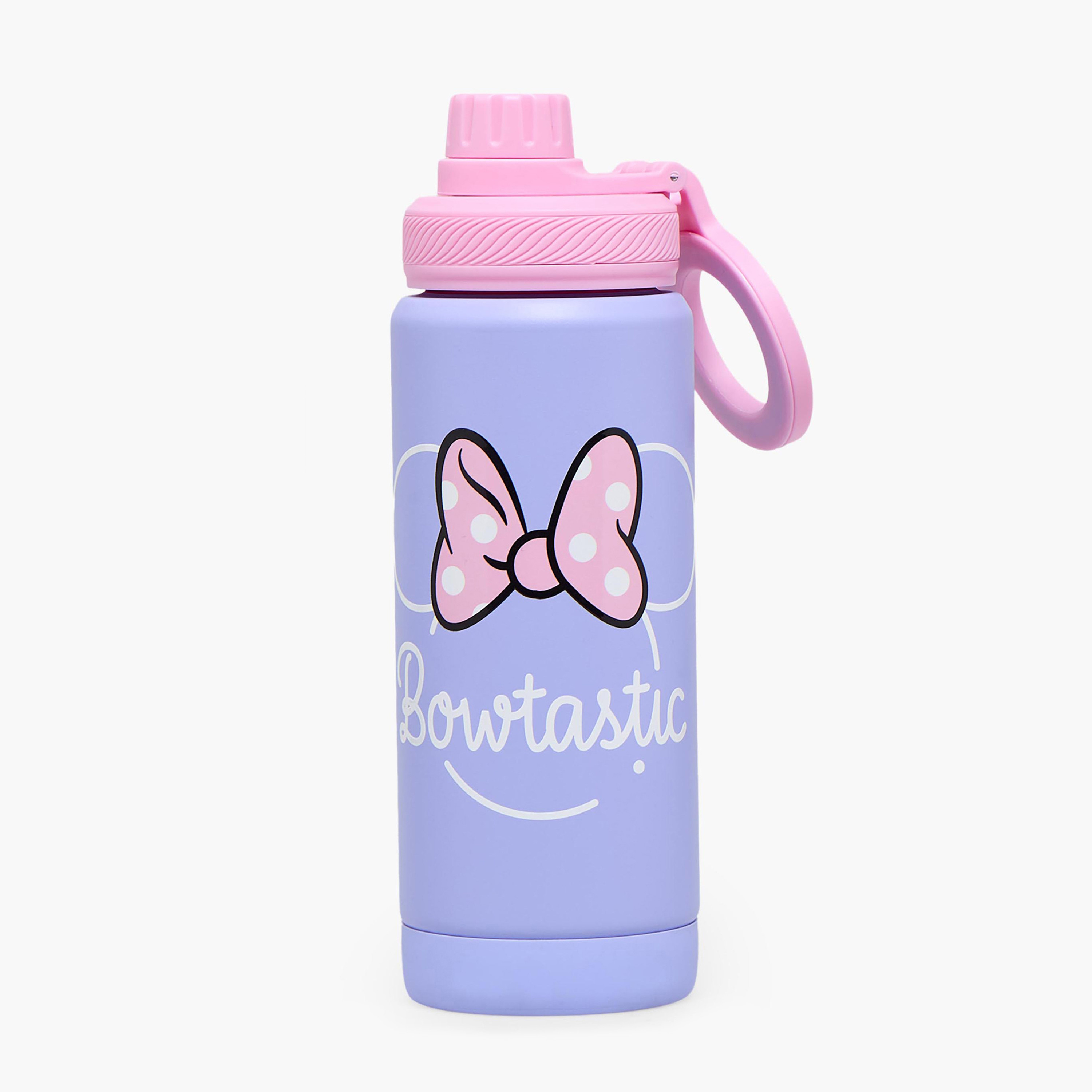 قارورة مياه ستانلس ستيل بفوهة ومقبض وطبعات ميني ماوس من ديزني-school-waterbottles-image-1