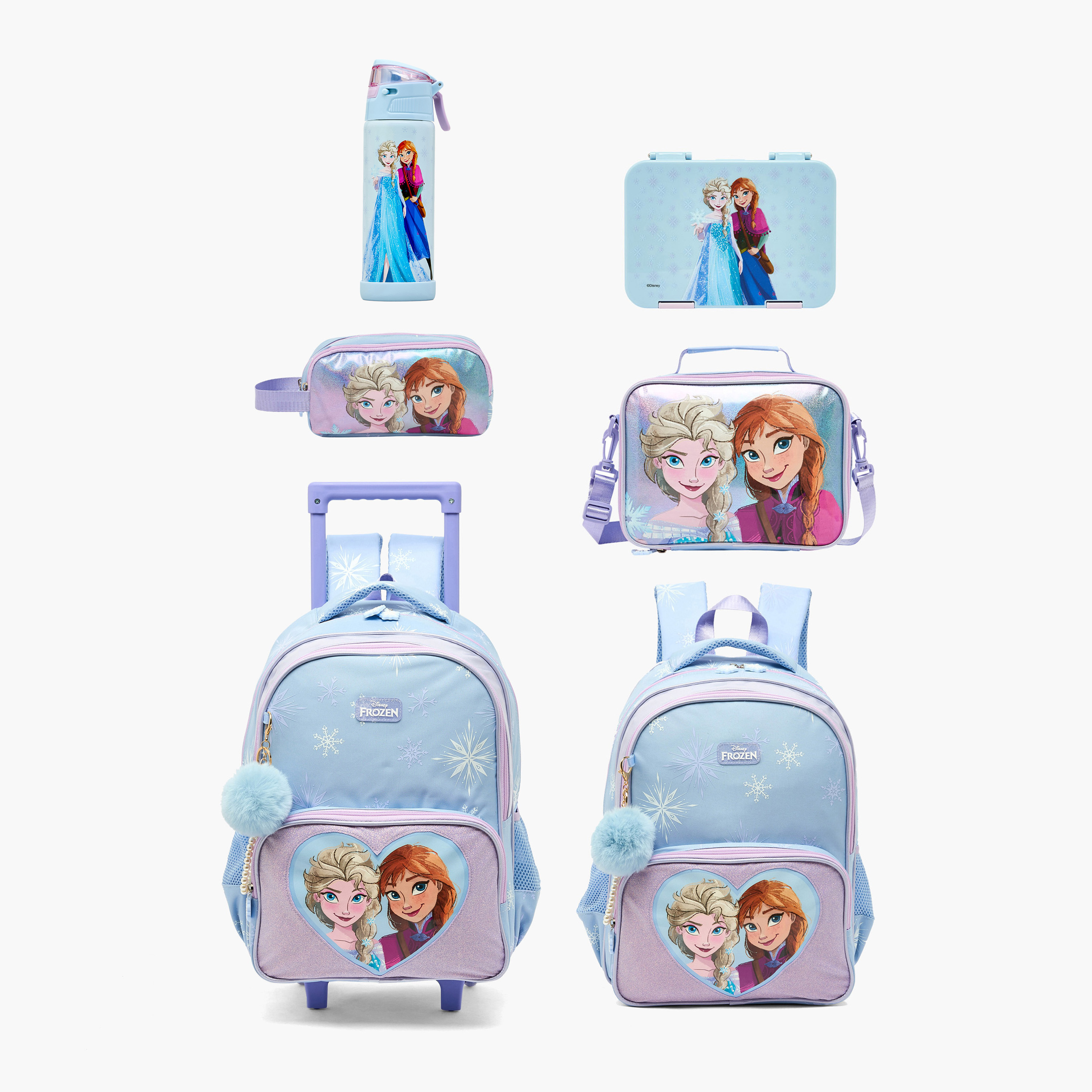 قارورة مياه ستانلس ستيل بفوهة بقشة ومقبض حمل وطبعات فروزن من ديزني-school-waterbottles-image-10