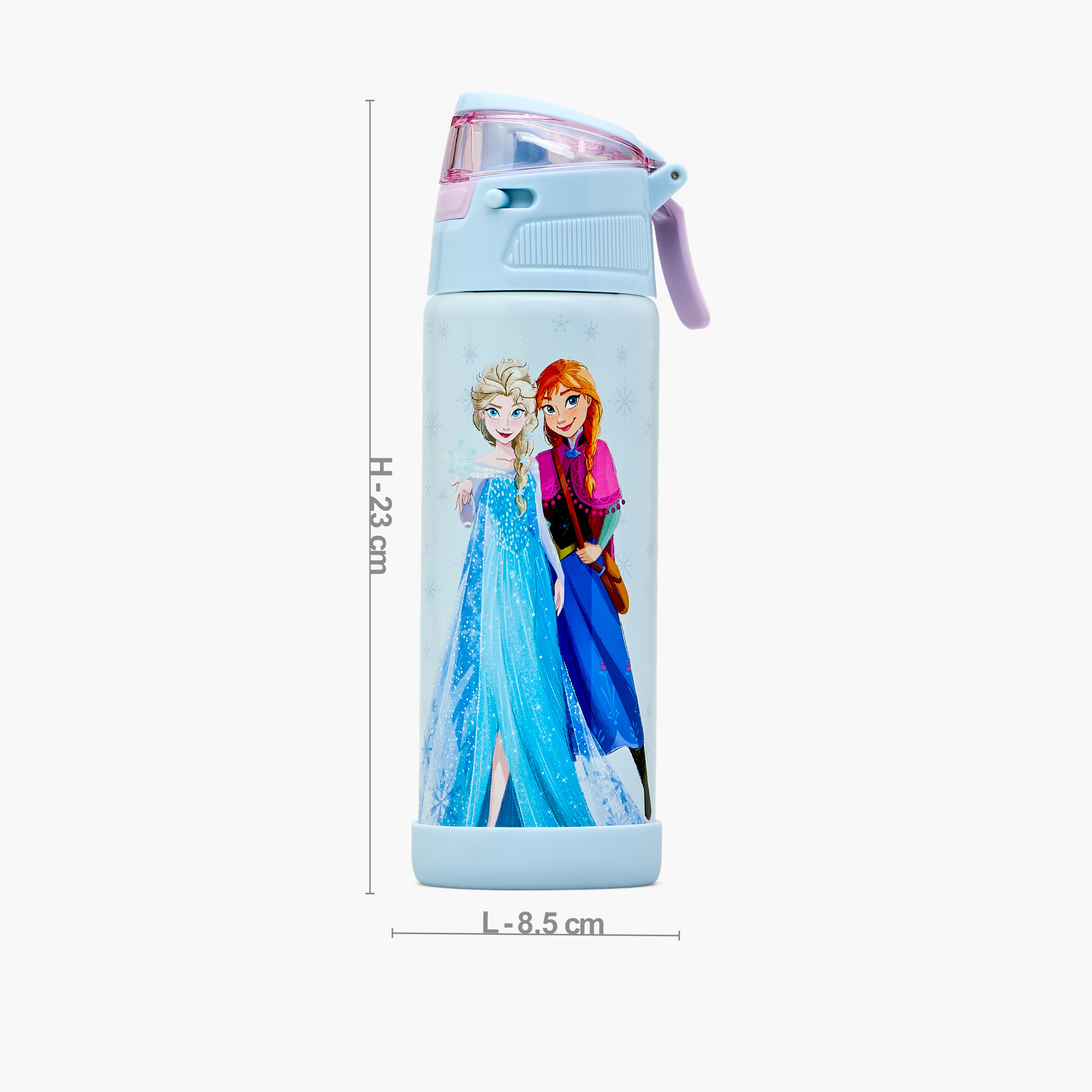 قارورة مياه ستانلس ستيل بفوهة بقشة ومقبض حمل وطبعات فروزن من ديزني-school-waterbottles-image-3