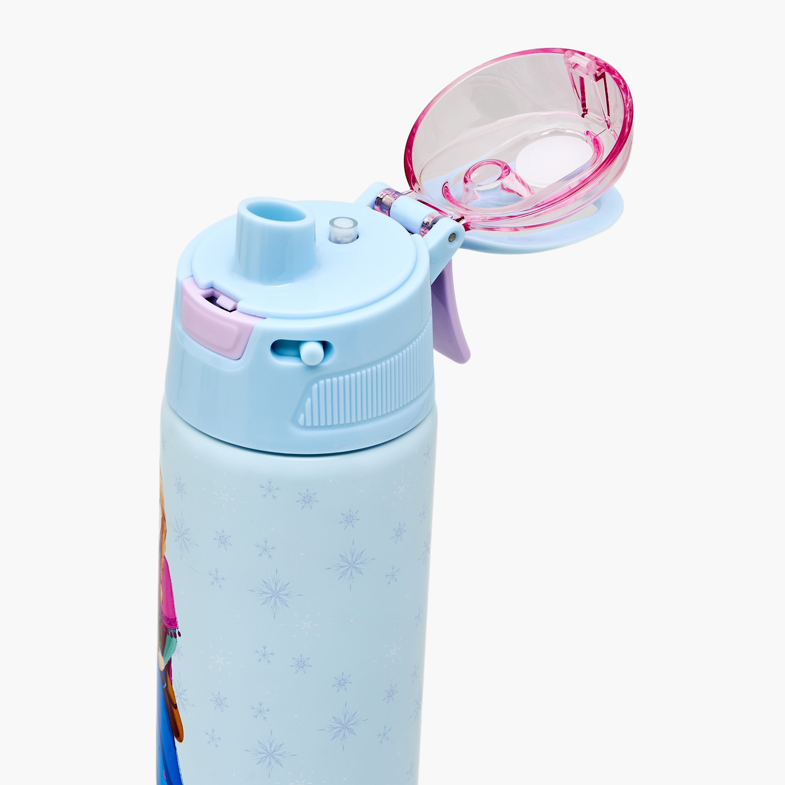 قارورة مياه ستانلس ستيل بفوهة بقشة ومقبض حمل وطبعات فروزن من ديزني-school-waterbottles-image-6
