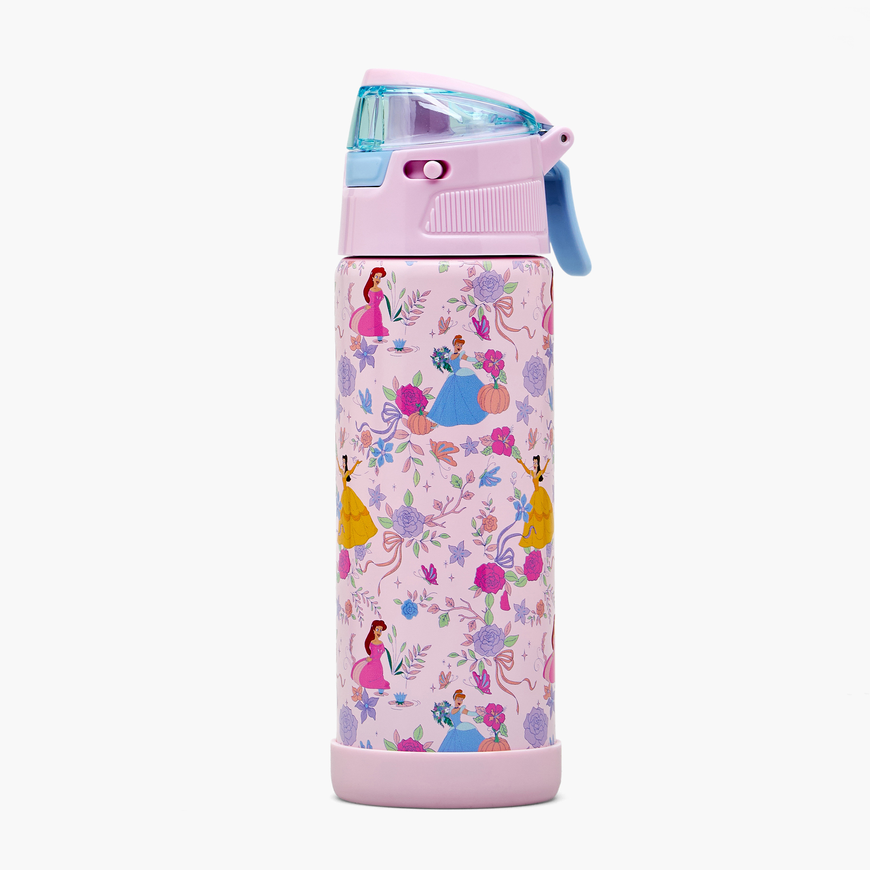قارورة مياه ستانلس ستيل بمقبض وفوهة وطبعات برنسيس من ديزني-school-waterbottles-image-1