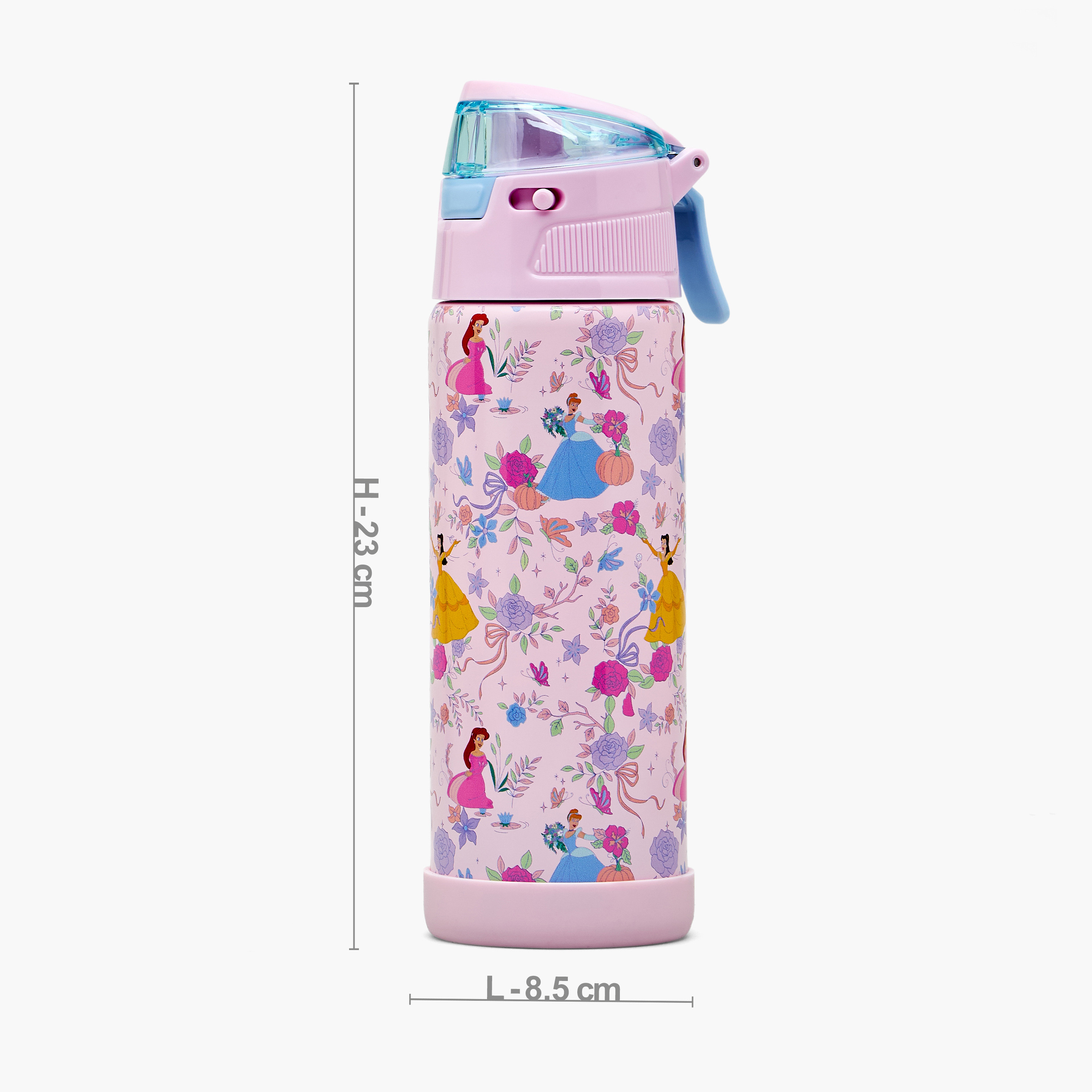 قارورة مياه ستانلس ستيل بمقبض وفوهة وطبعات برنسيس من ديزني-school-waterbottles-image-3