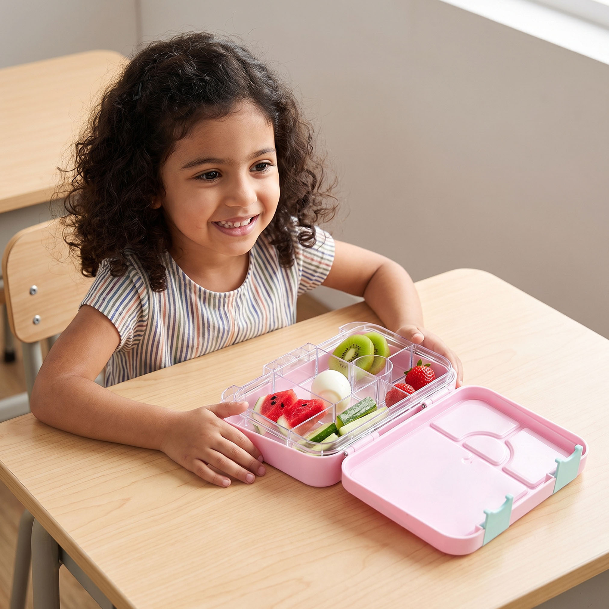 صندوق غداء بينتو بطبعات ميني ماوس للبنات مع 6 أقسام من ديزني- 750 مل-school-lunchessentials-lunchboxes-image-3