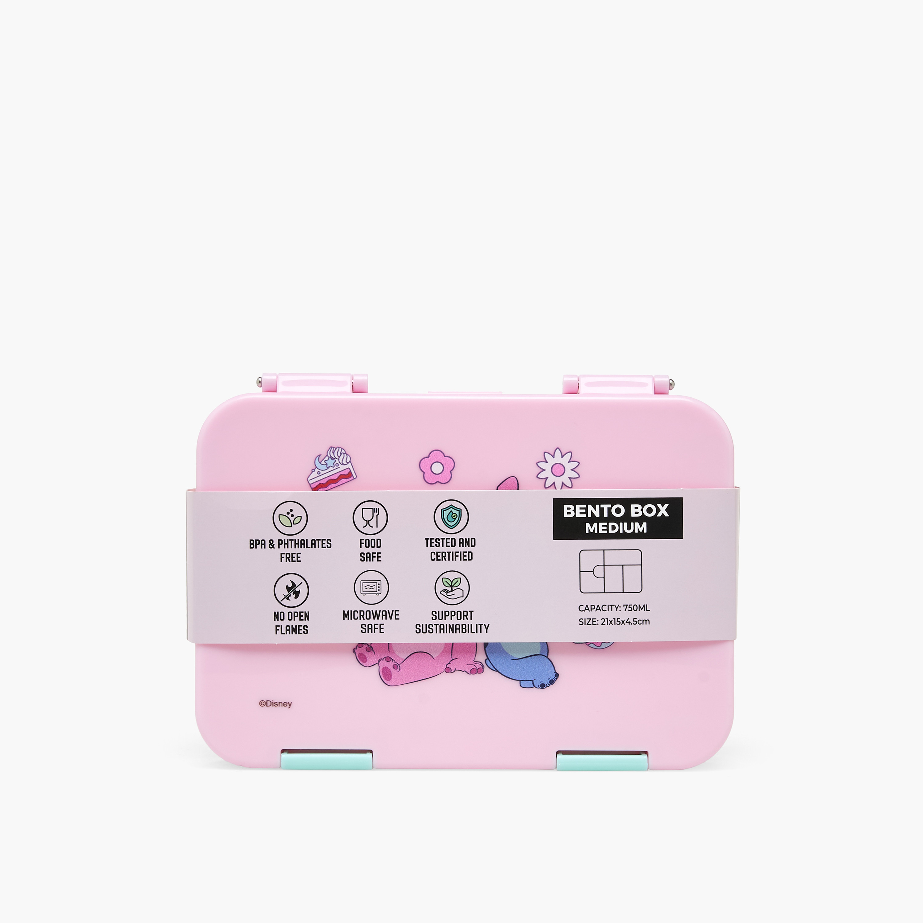 صندوق غداء بنتو بطبعة ستيتش للبنات من 5-8 سنوات بأقسام - 750 مل - ديزني-school-lunchessentials-lunchboxes-image-12