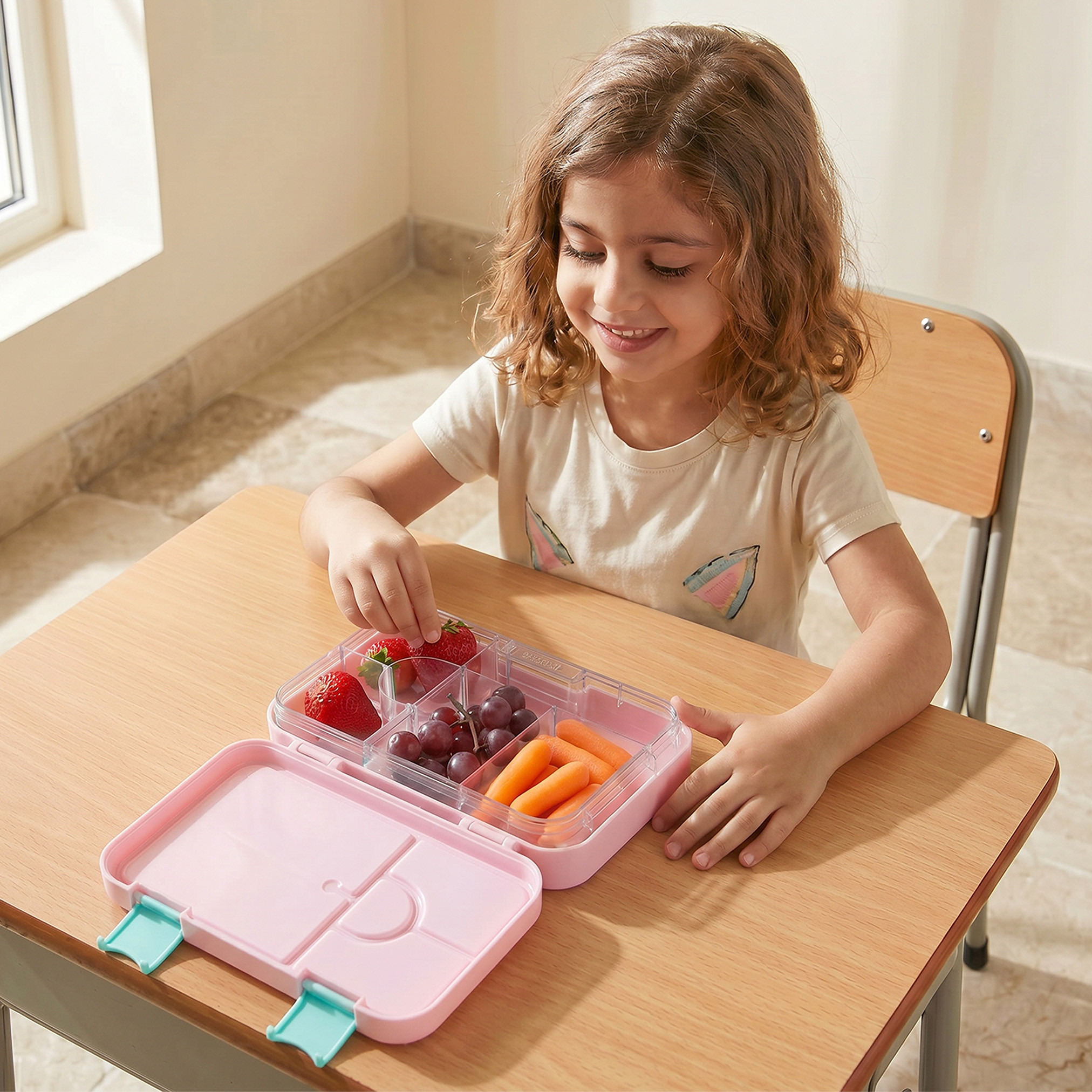 صندوق غداء بنتو بطبعة ستيتش للبنات من 5-8 سنوات بأقسام - 750 مل - ديزني-school-lunchessentials-lunchboxes-image-3