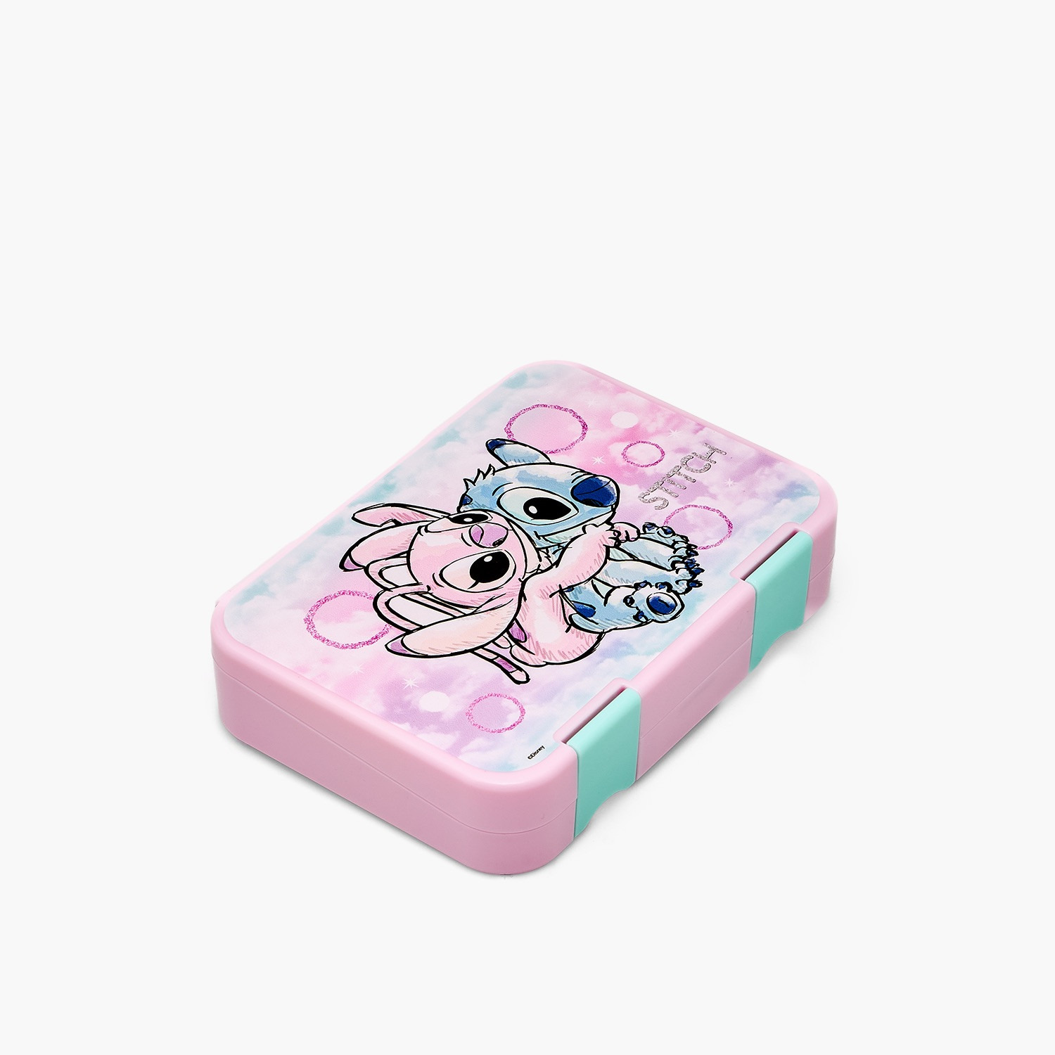 Disney Stitch and Angel Print Bento Lunch Box for Boys with Clip Lock Lid-school-lunchessentials-lunchboxes-image-1