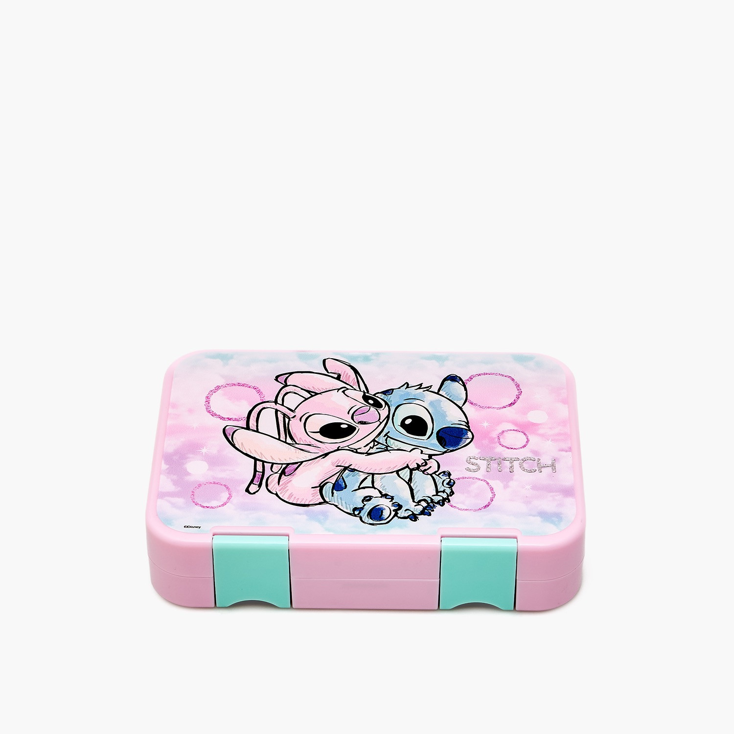 Disney Stitch and Angel Print Bento Lunch Box for Boys with Clip Lock Lid-school-lunchessentials-lunchboxes-image-2