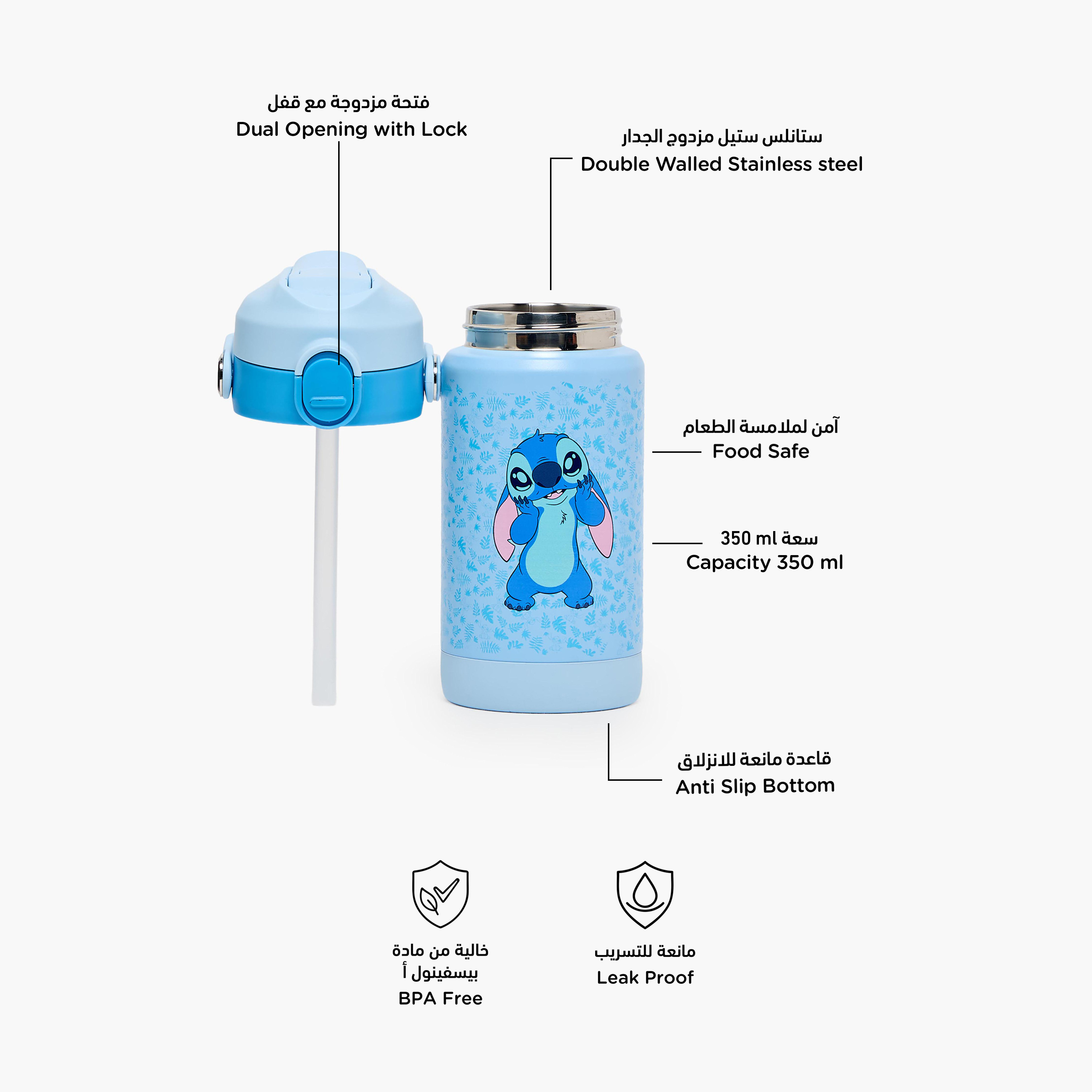 قارورة مياه ستانلس ستيل بفوهة قلابة ومقبض وطبعات من ديزني-school-waterbottles-image-2