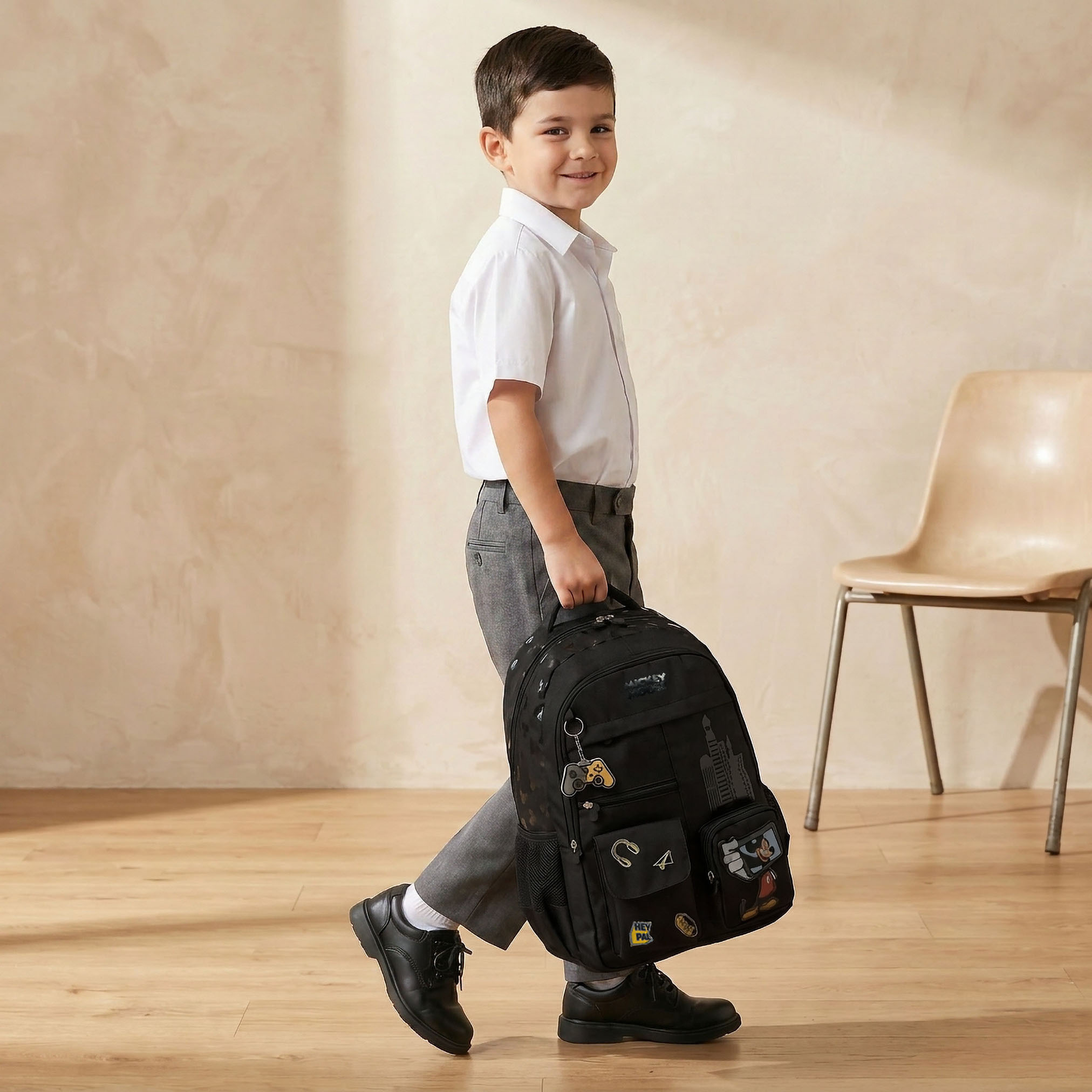 Disney Mickey Mouse Print Backpack for Boys 5-8 Years with Laptop Compartment - 16 inches-school-bagsandbackpacks-backpacks-image-3