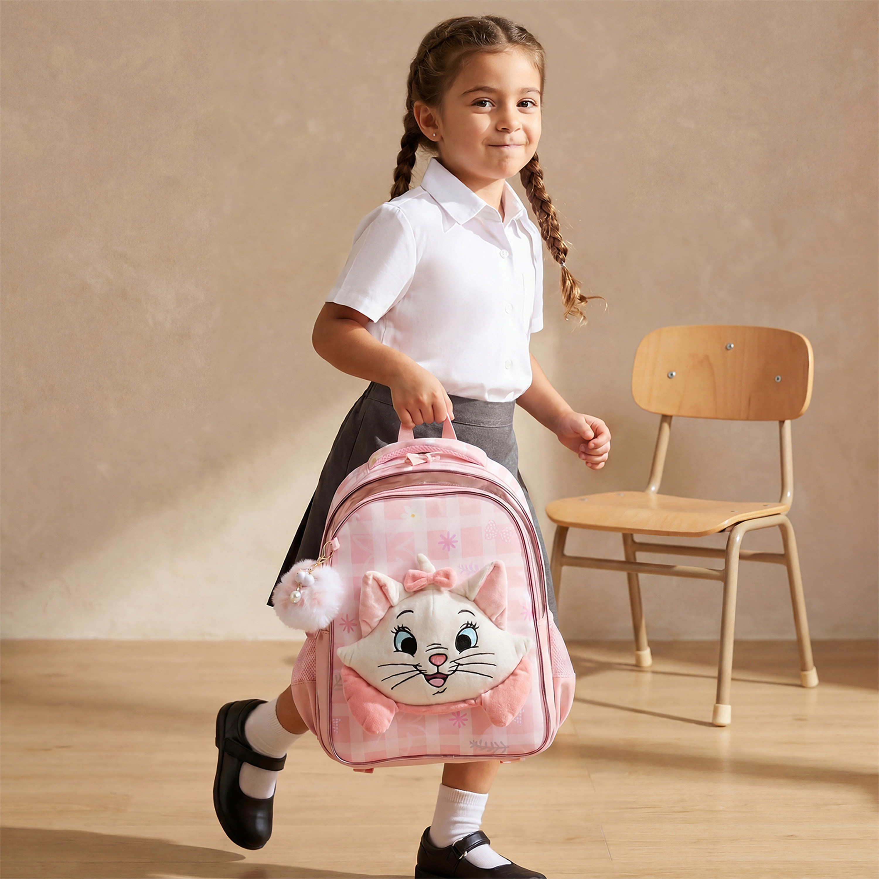 شنطة ظهر بطبعات ماري للبنات 5-8 سنوات مع أحزمة مبطنة من ديزني - 17 بوصة-school-bagsandbackpacks-backpacks-image-2
