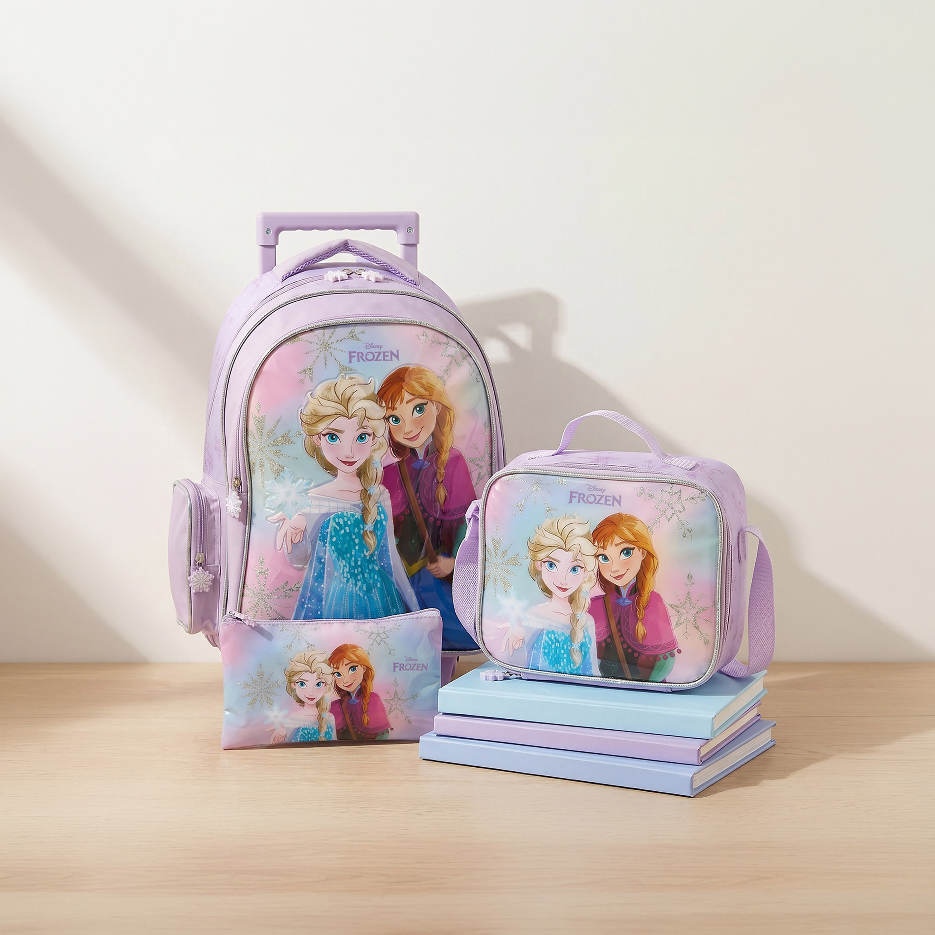 Disney Frozen 3-Piece School Trolley Bag Set for Girls 5-8 Years with Lunch Bag - 16 inches-school-bagsandbackpacks-trolleybags-image-1