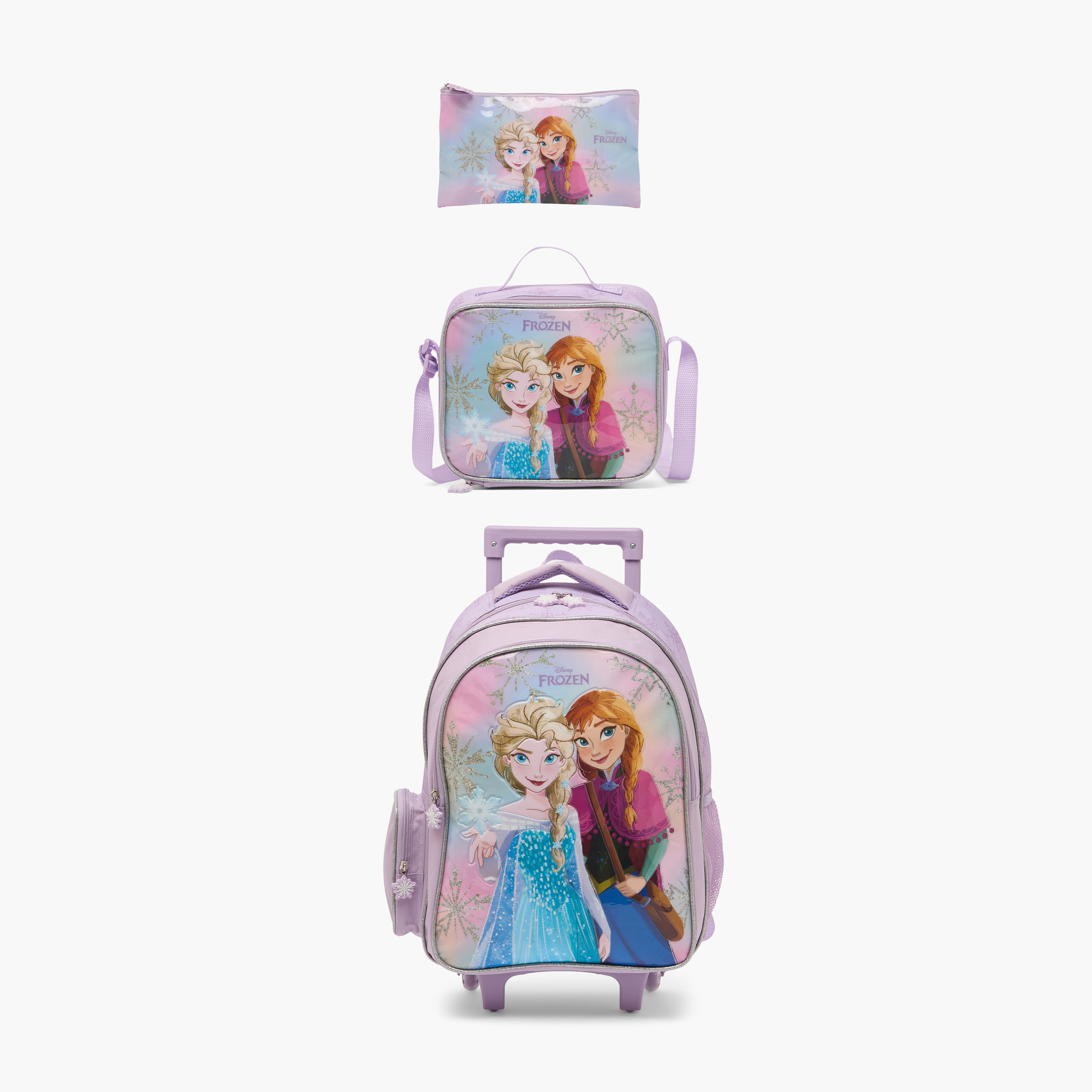 Disney Frozen 3-Piece School Trolley Bag Set for Girls 5-8 Years with Lunch Bag - 16 inches-school-bagsandbackpacks-trolleybags-image-2
