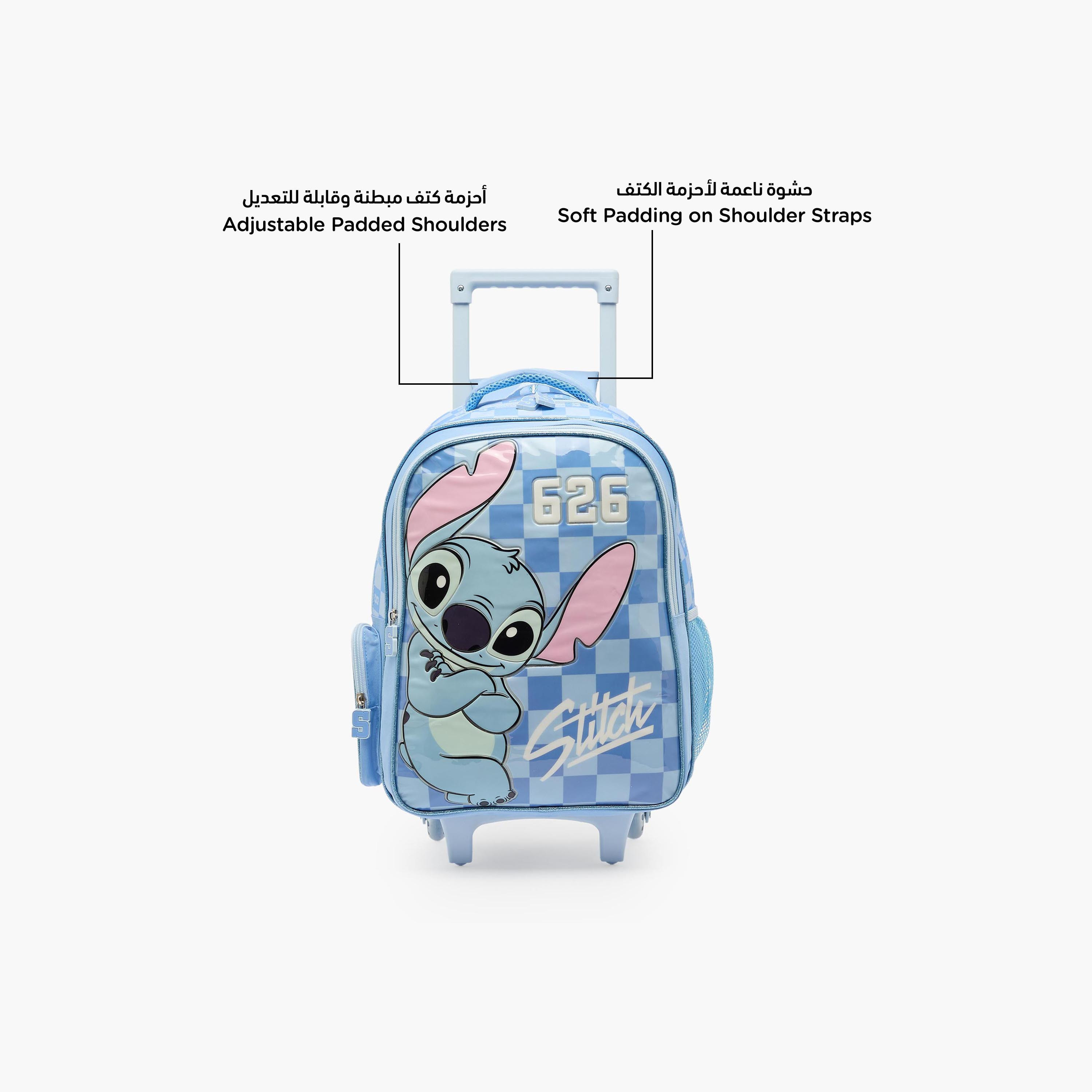 Disney Stitch Print 3-Piece School Trolley Bag Set for Girls 5-8 Years with Lunch Bag - 16 inches-school-bagsandbackpacks-trolleybags-image-2