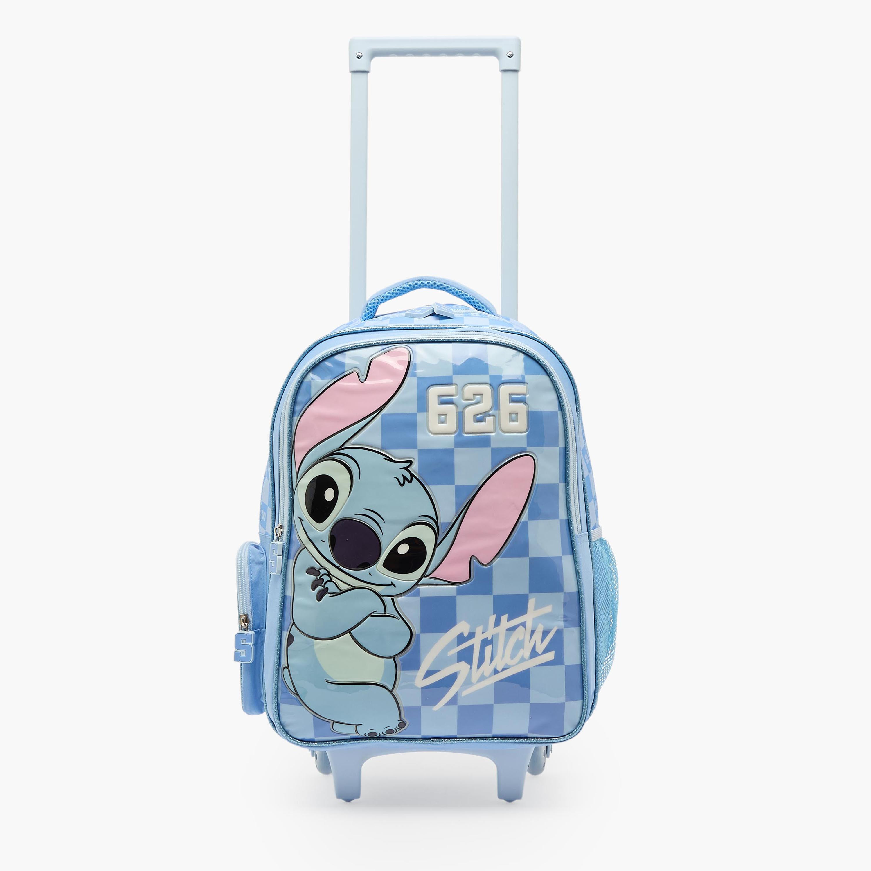 Disney Stitch Print 3-Piece School Trolley Bag Set for Girls 5-8 Years with Lunch Bag - 16 inches-school-bagsandbackpacks-trolleybags-image-4