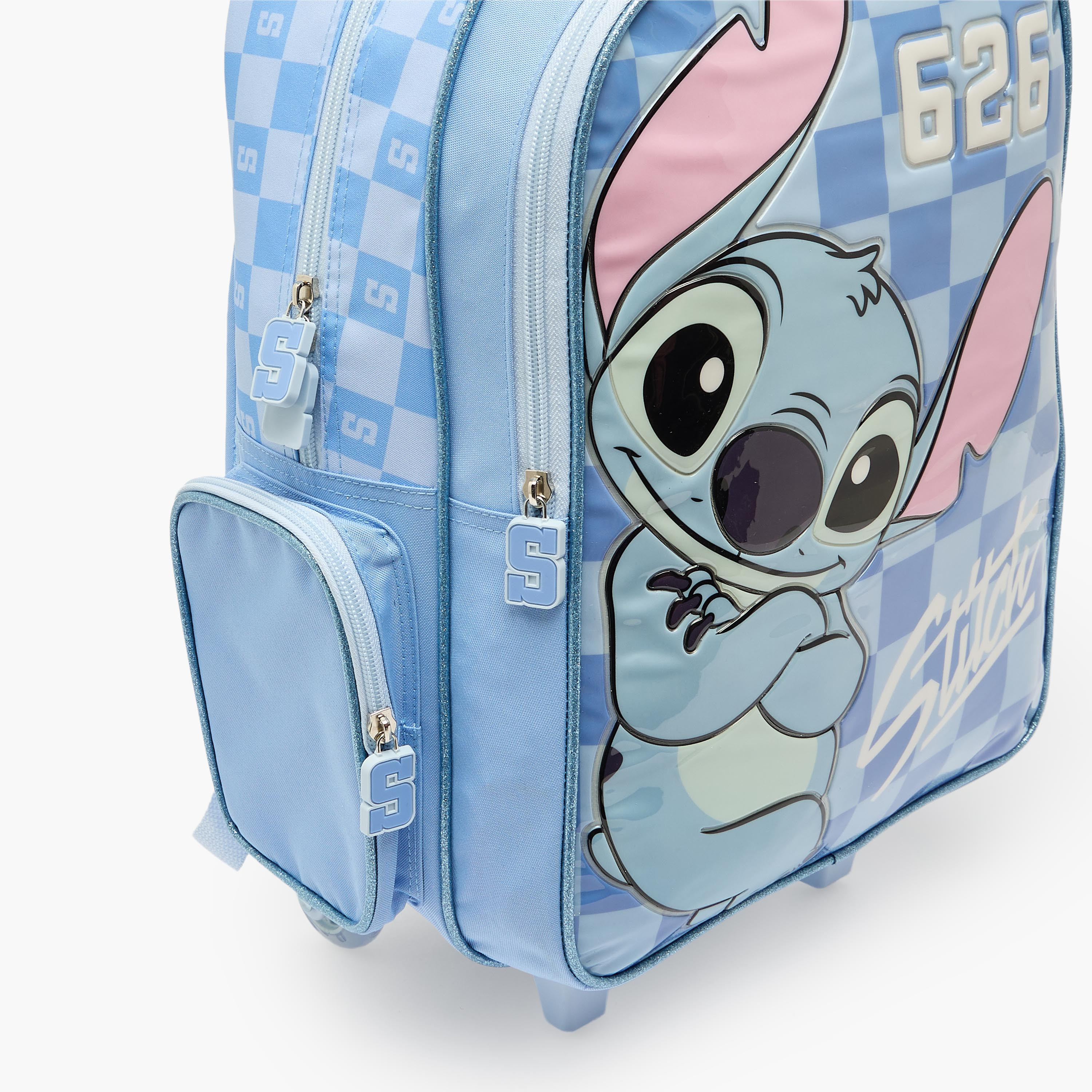 Disney Stitch Print 3-Piece School Trolley Bag Set for Girls 5-8 Years with Lunch Bag - 16 inches-school-bagsandbackpacks-trolleybags-image-5