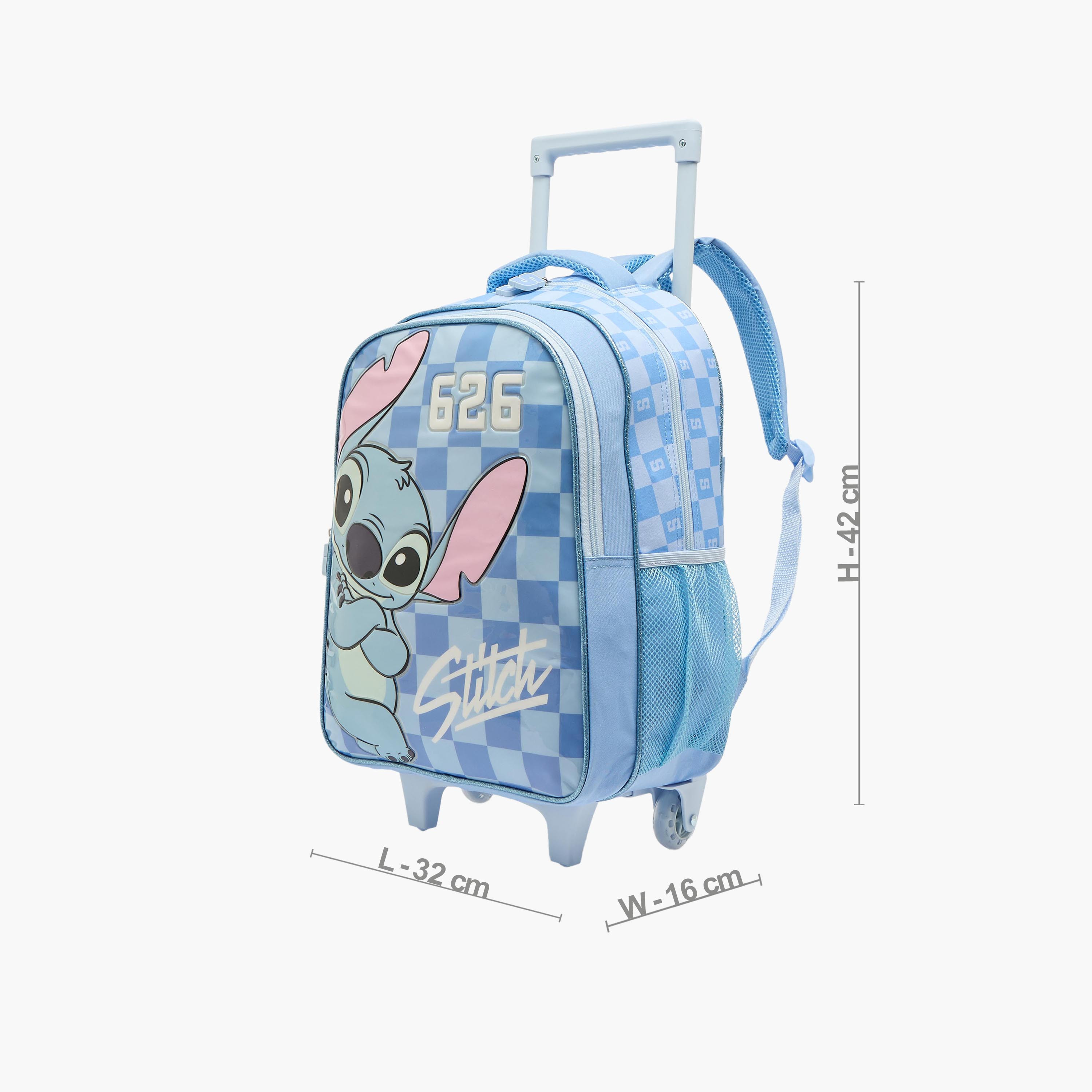 Disney Stitch Print 3-Piece School Trolley Bag Set for Girls 5-8 Years with Lunch Bag - 16 inches-school-bagsandbackpacks-trolleybags-image-7