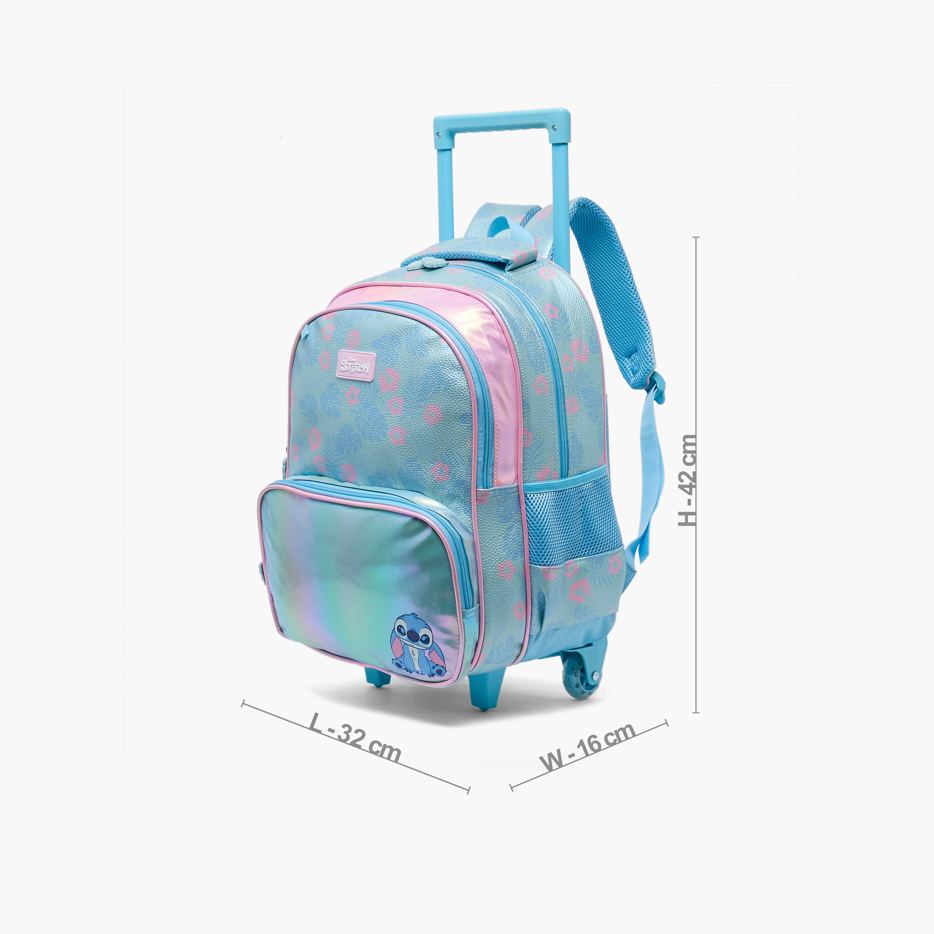 Disney Stitch Print Trolley Bag for Girls 5-8 Years with Durable Wheels - 16 inches-school-bagsandbackpacks-trolleybags-image-8