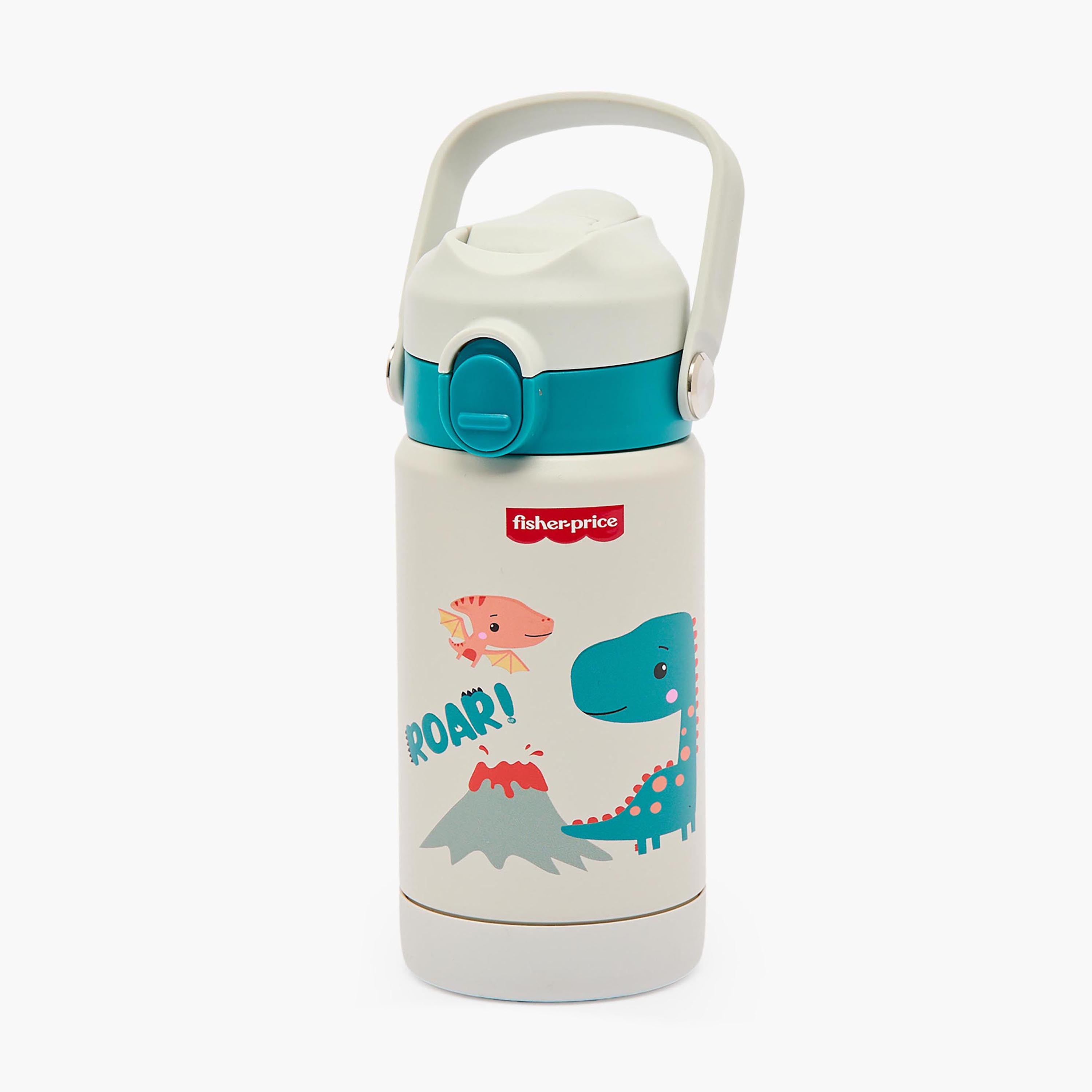 Fisher-Price Dinosaur Print Stainless Steel Water Bottle with Flip Spout and Handle-school-waterbottles-image-1