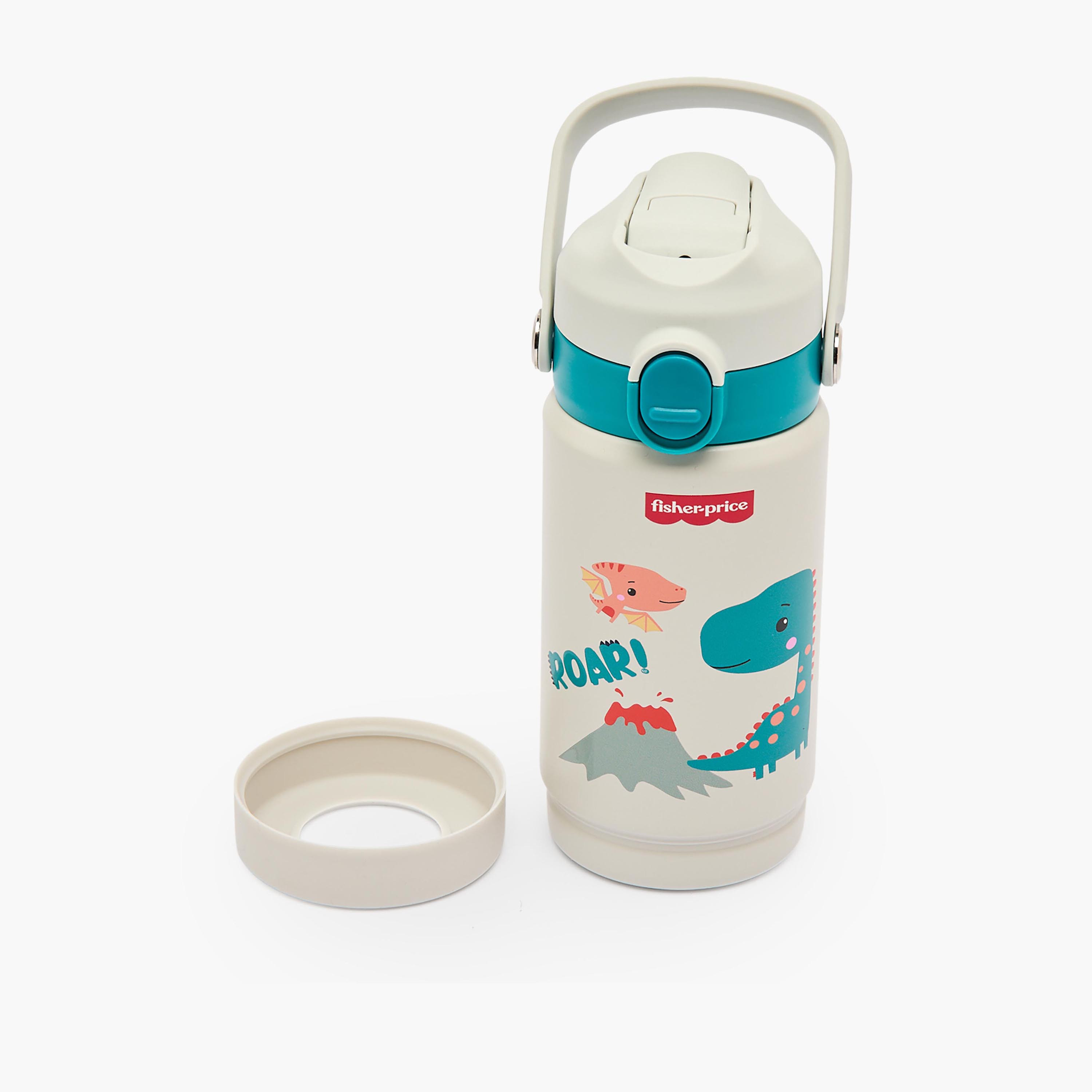 Fisher-Price Dinosaur Print Stainless Steel Water Bottle with Flip Spout and Handle-school-waterbottles-image-9