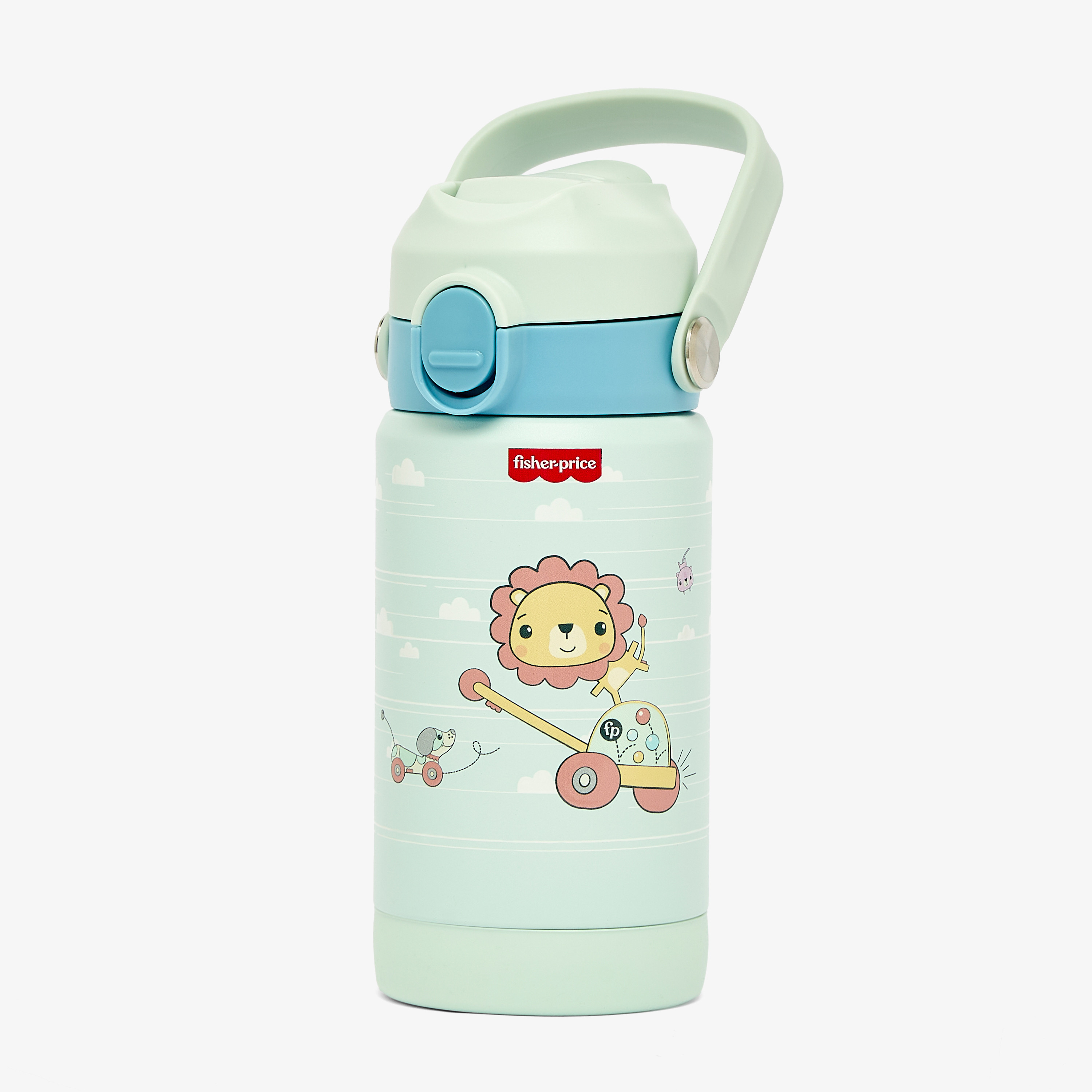 قارورة مياه ستانلس ستيل بطبعات أسد بفوهة وغطاء حمل من من فيشر برايس-school-waterbottles-image-1