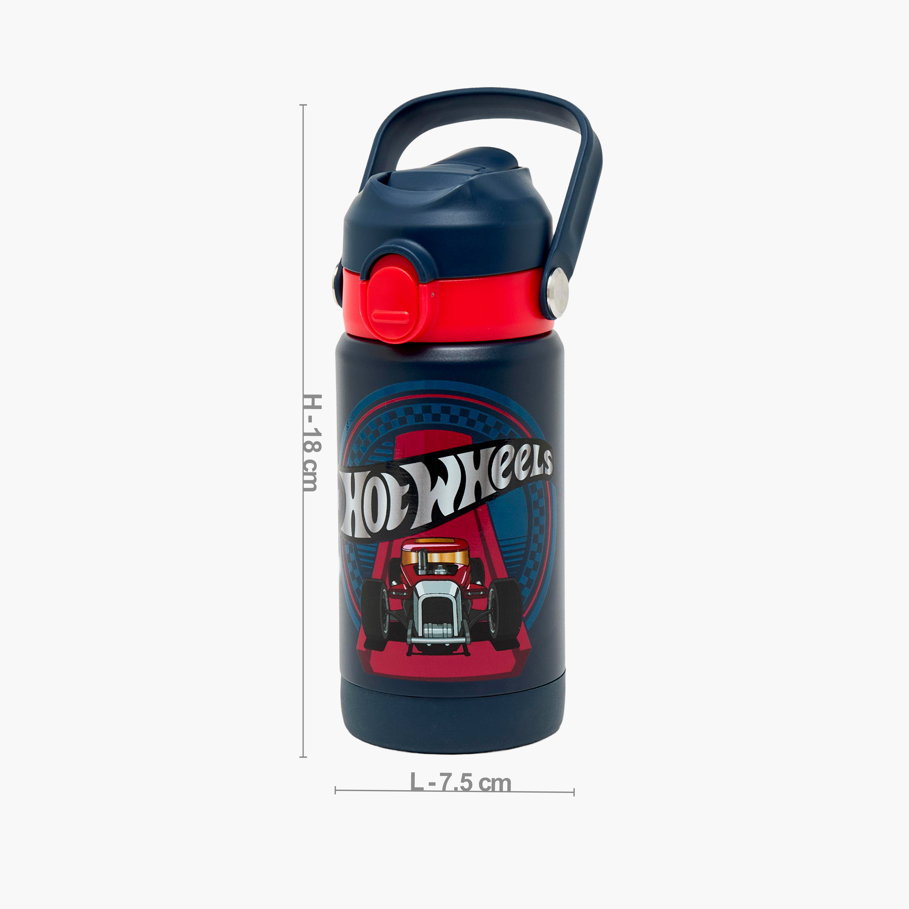 قارورة مياه ستانلس ستيل بفوهة قلابة ومقبض وطبعات من هوت ويلز-school-waterbottles-image-3
