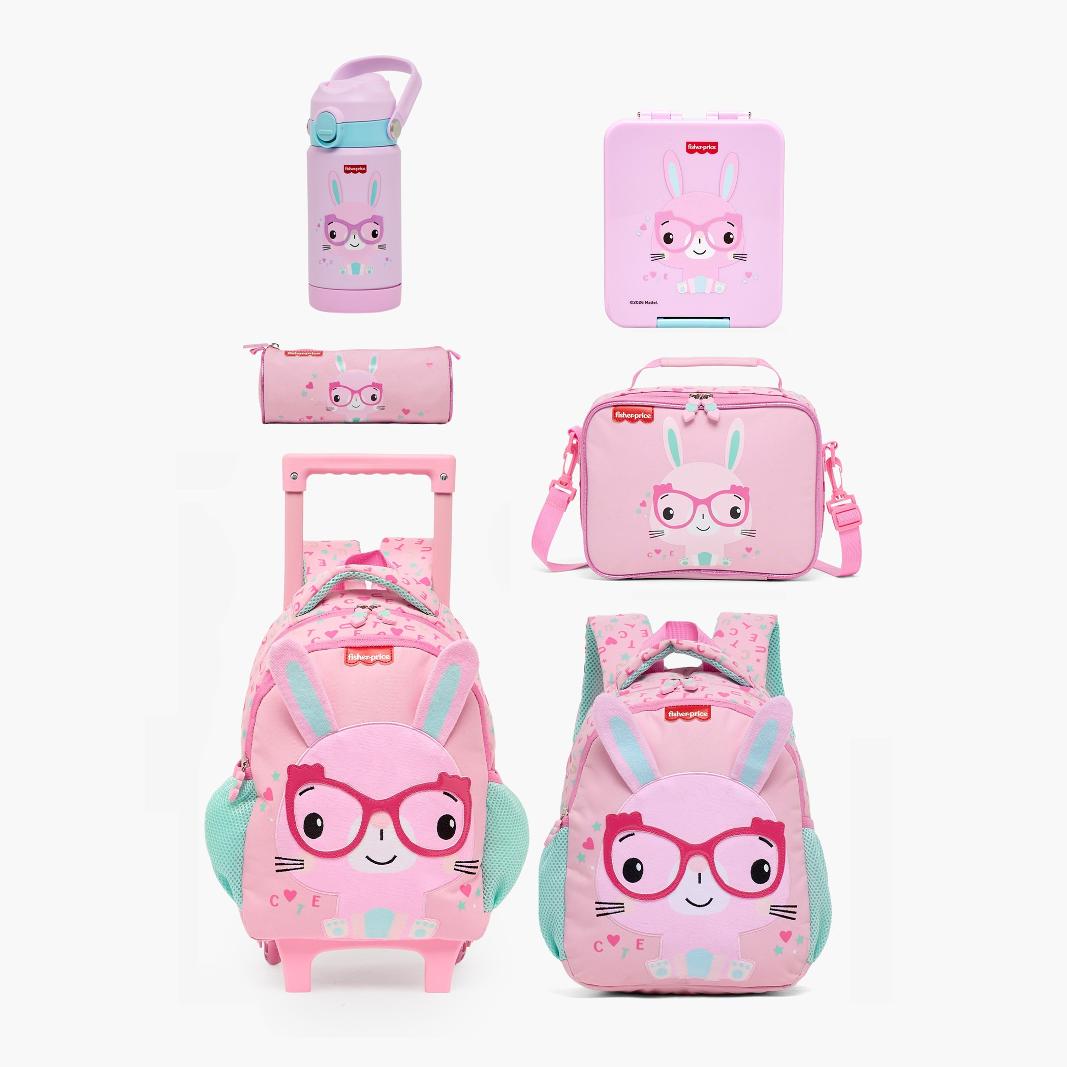 قارورة ماء ستانلس ستيل بقشّة وطبعات أرنب وحلقة حمل-school-waterbottles-image-11