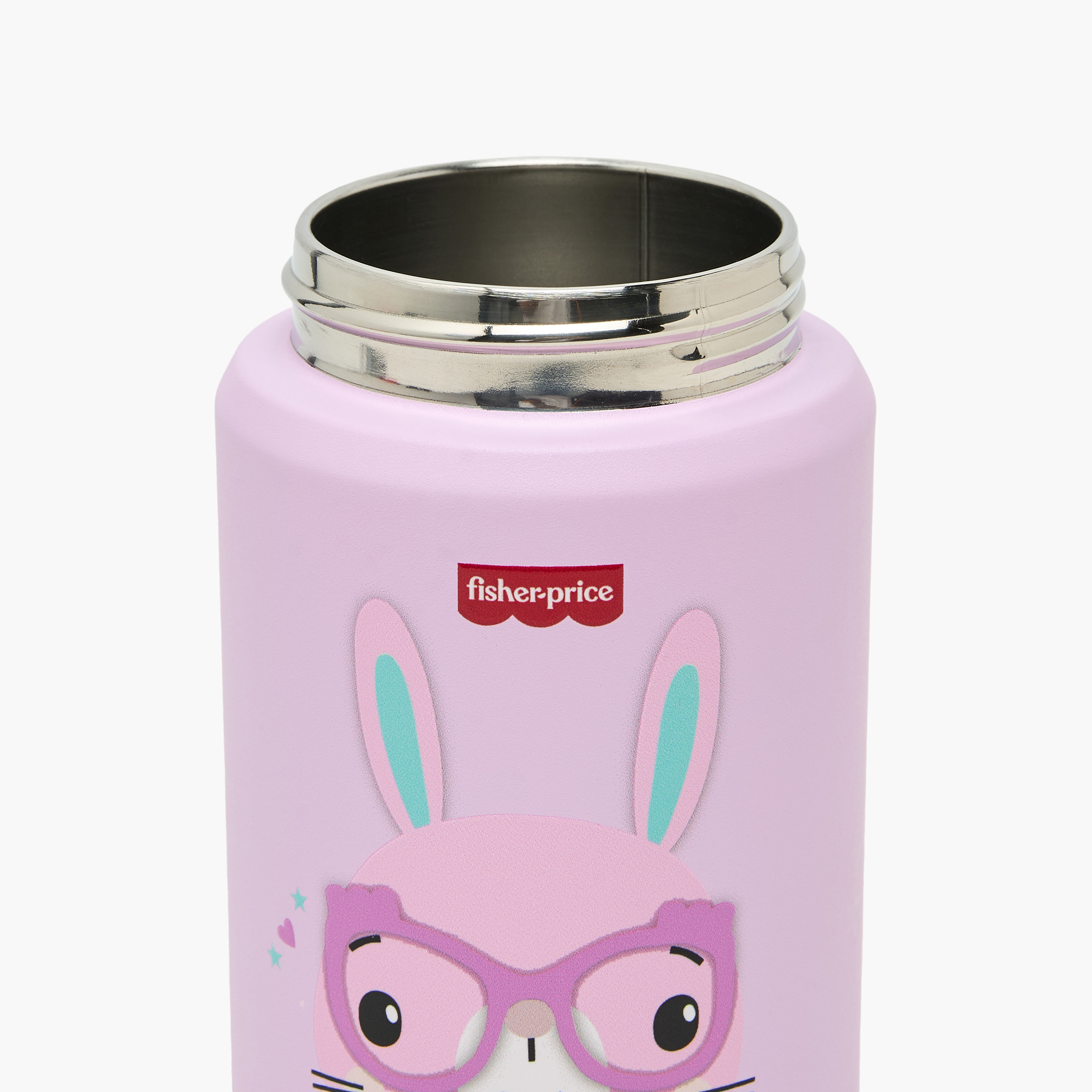 Bunny Print Stainless Steel Water Bottle with Straw and Carry Loop-school-waterbottles-image-5