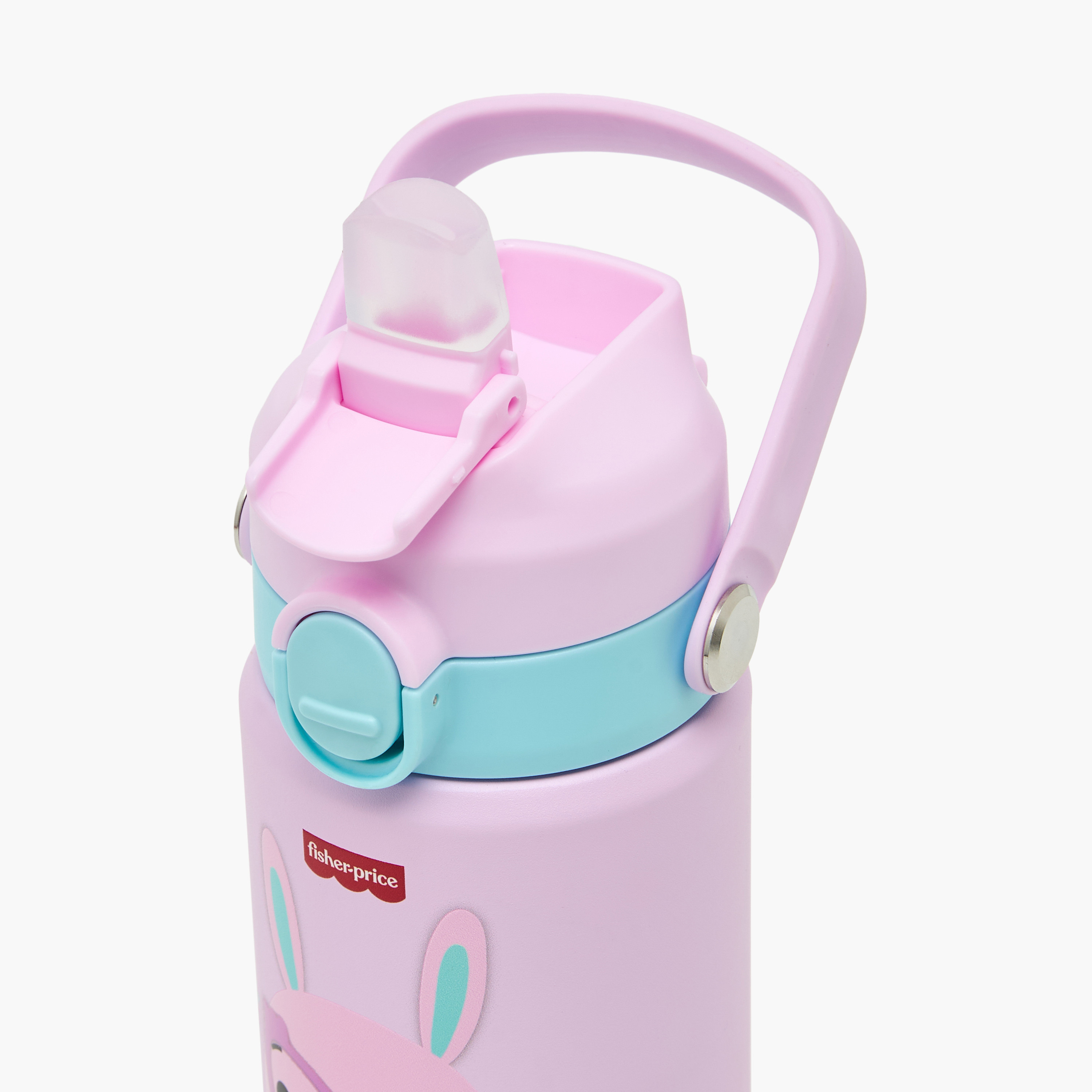 Bunny Print Stainless Steel Water Bottle with Straw and Carry Loop-school-waterbottles-image-6