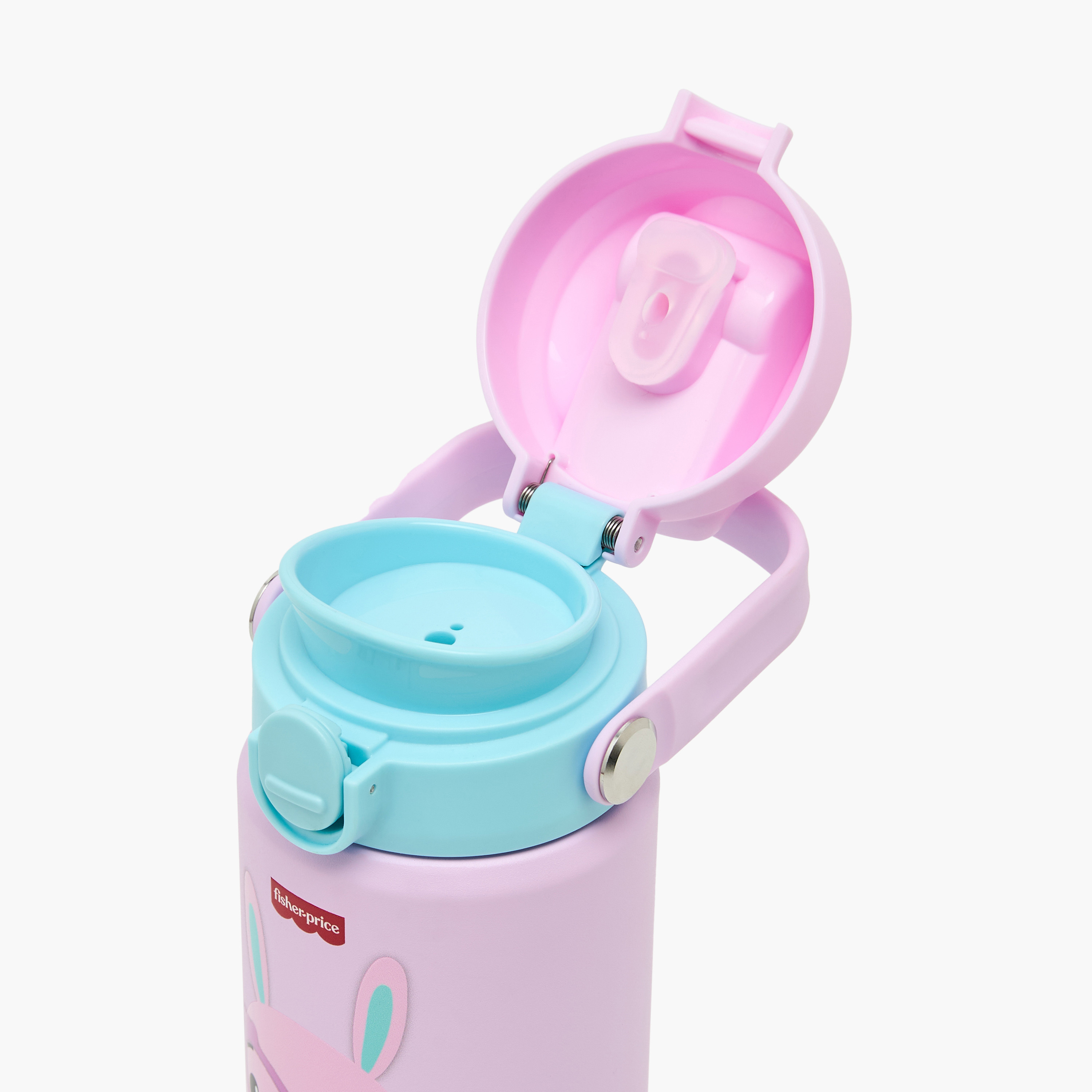Bunny Print Stainless Steel Water Bottle with Straw and Carry Loop-school-waterbottles-image-7