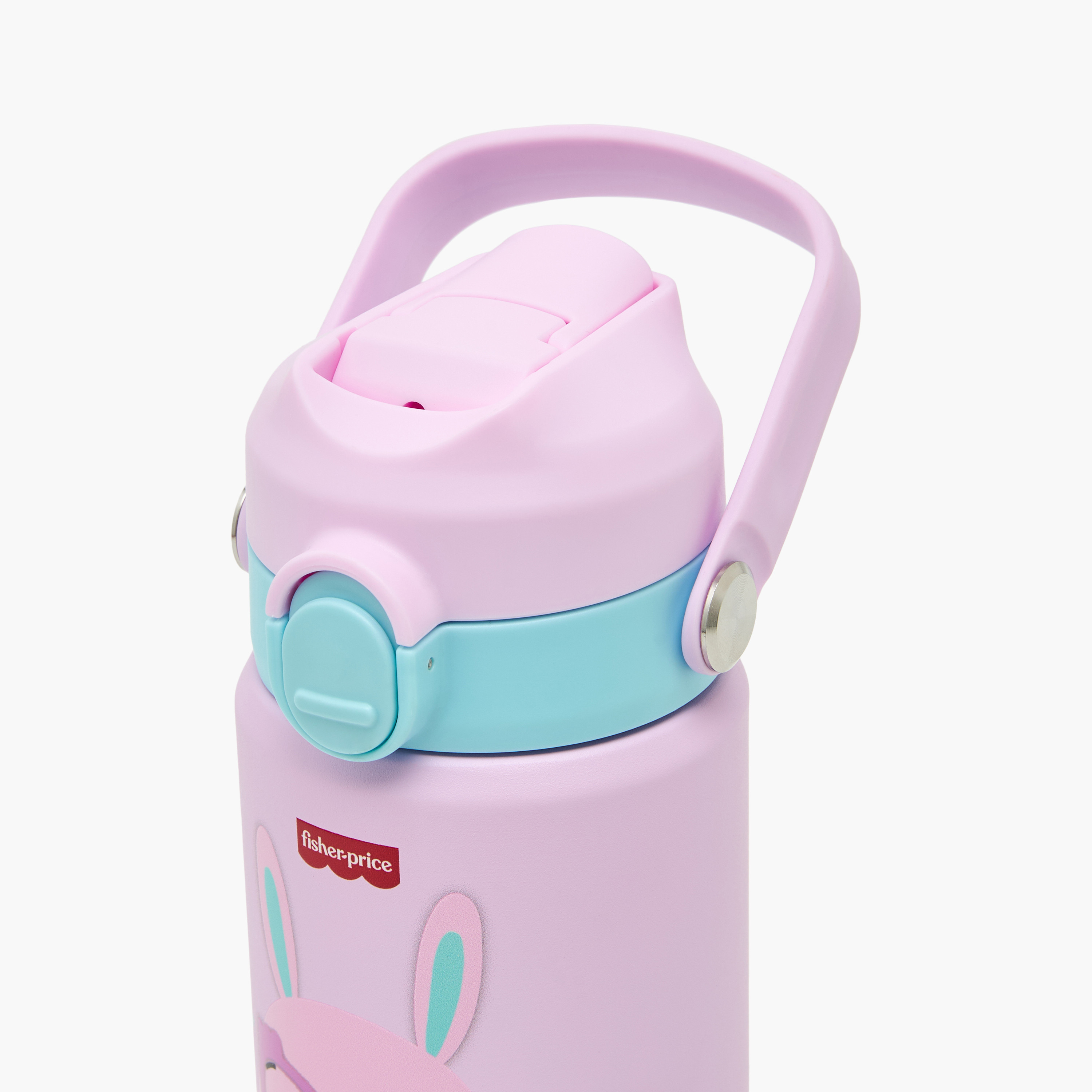 Bunny Print Stainless Steel Water Bottle with Straw and Carry Loop-school-waterbottles-image-8