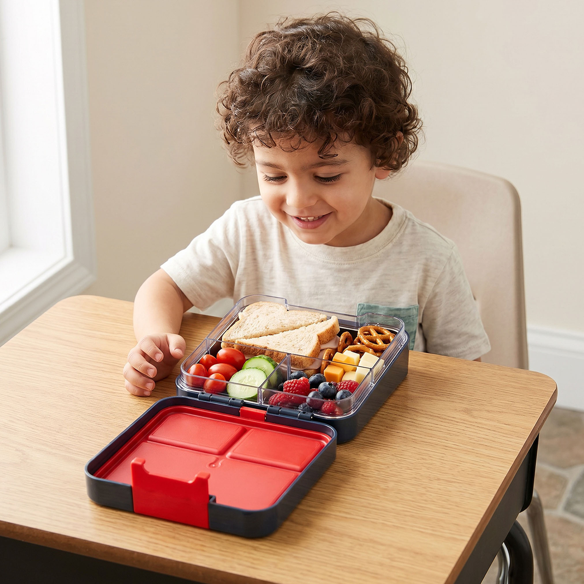Hot Wheels Print Bento Lunch Box for Boys with 3 Compartments - 640 ml-school-lunchessentials-lunchboxes-image-3