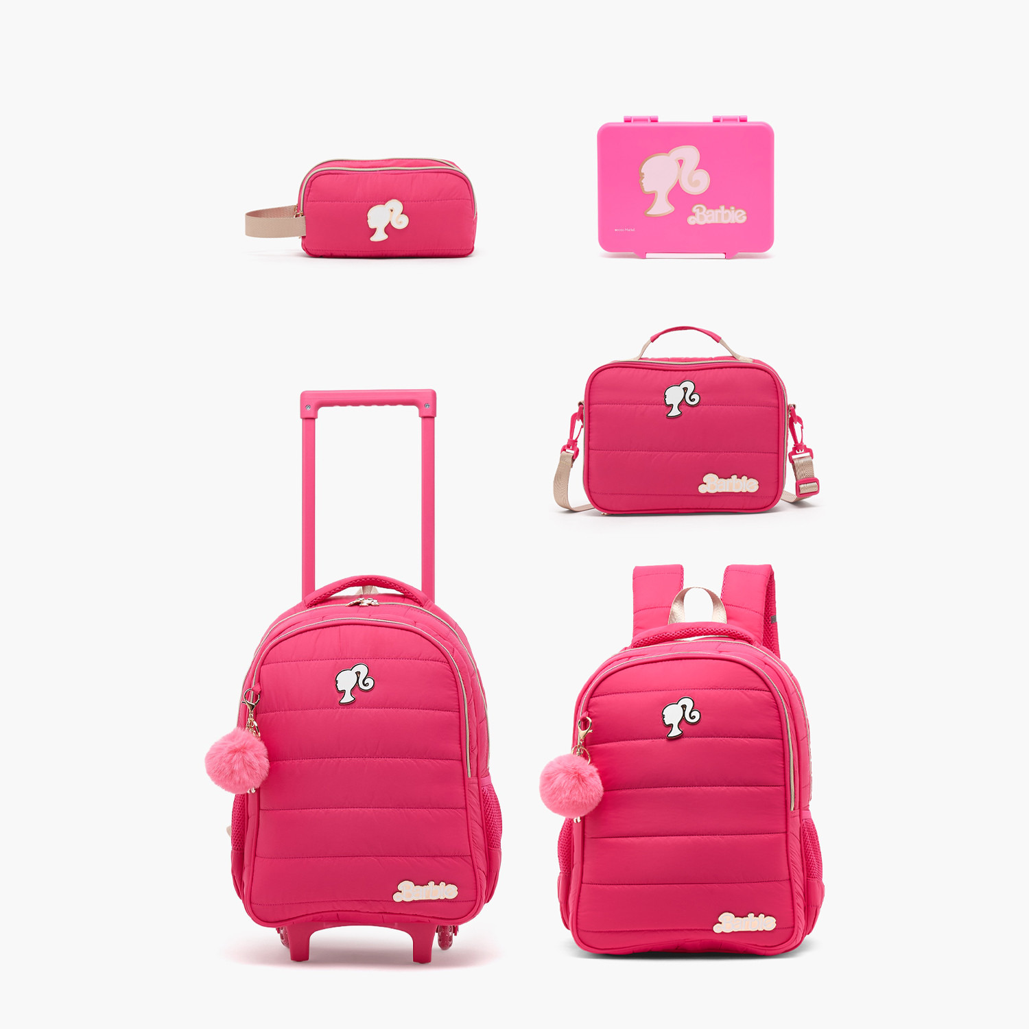شنطة غداء بطبعة باربي للبنات مع أدوات طعام - 1 لتر-school-lunchessentials-lunchboxes-image-12