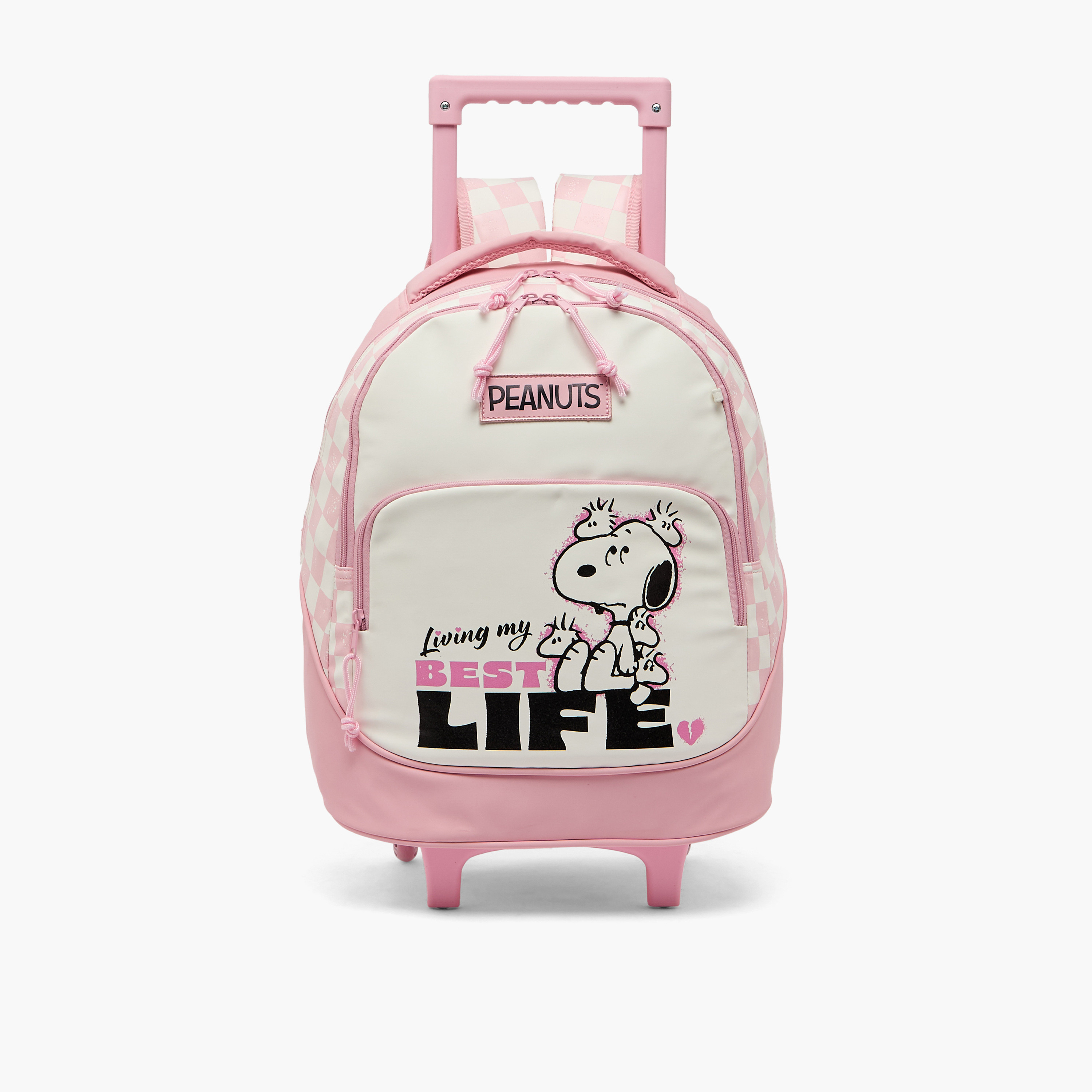 Peanuts Snoopy Print Trolley Bag for Girls 5-8 Years with Laptop Compartment - 16 inches-school-bagsandbackpacks-trolleybags-image-1