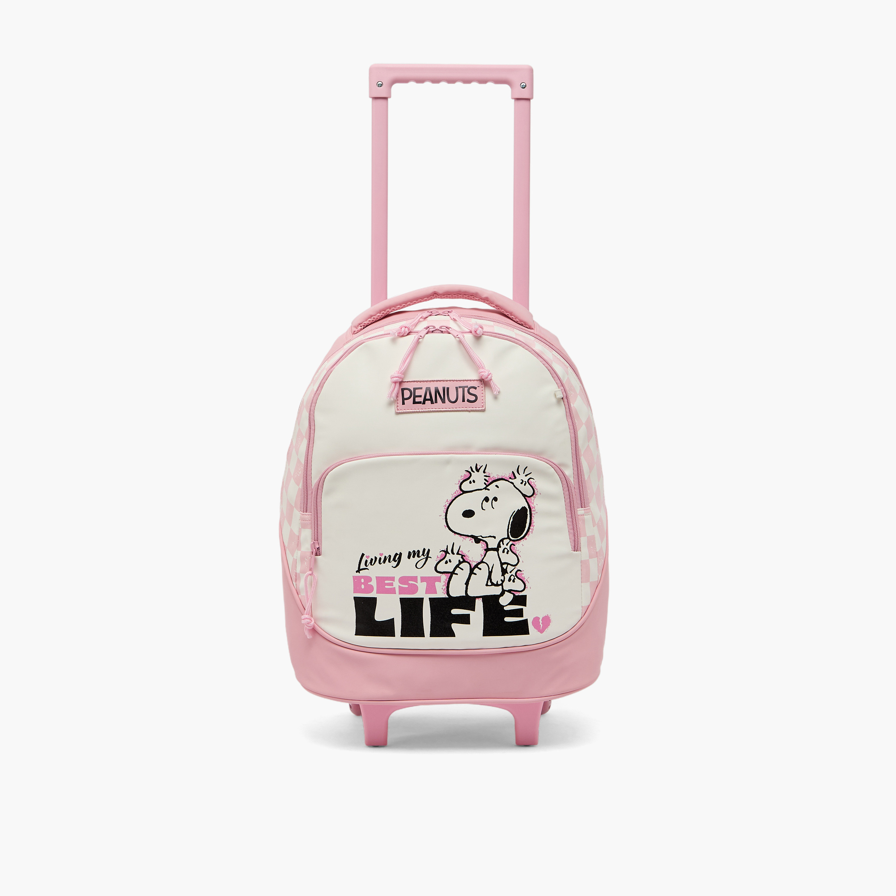 Peanuts Snoopy Print Trolley Bag for Girls 5-8 Years with Laptop Compartment - 16 inches-school-bagsandbackpacks-trolleybags-image-3