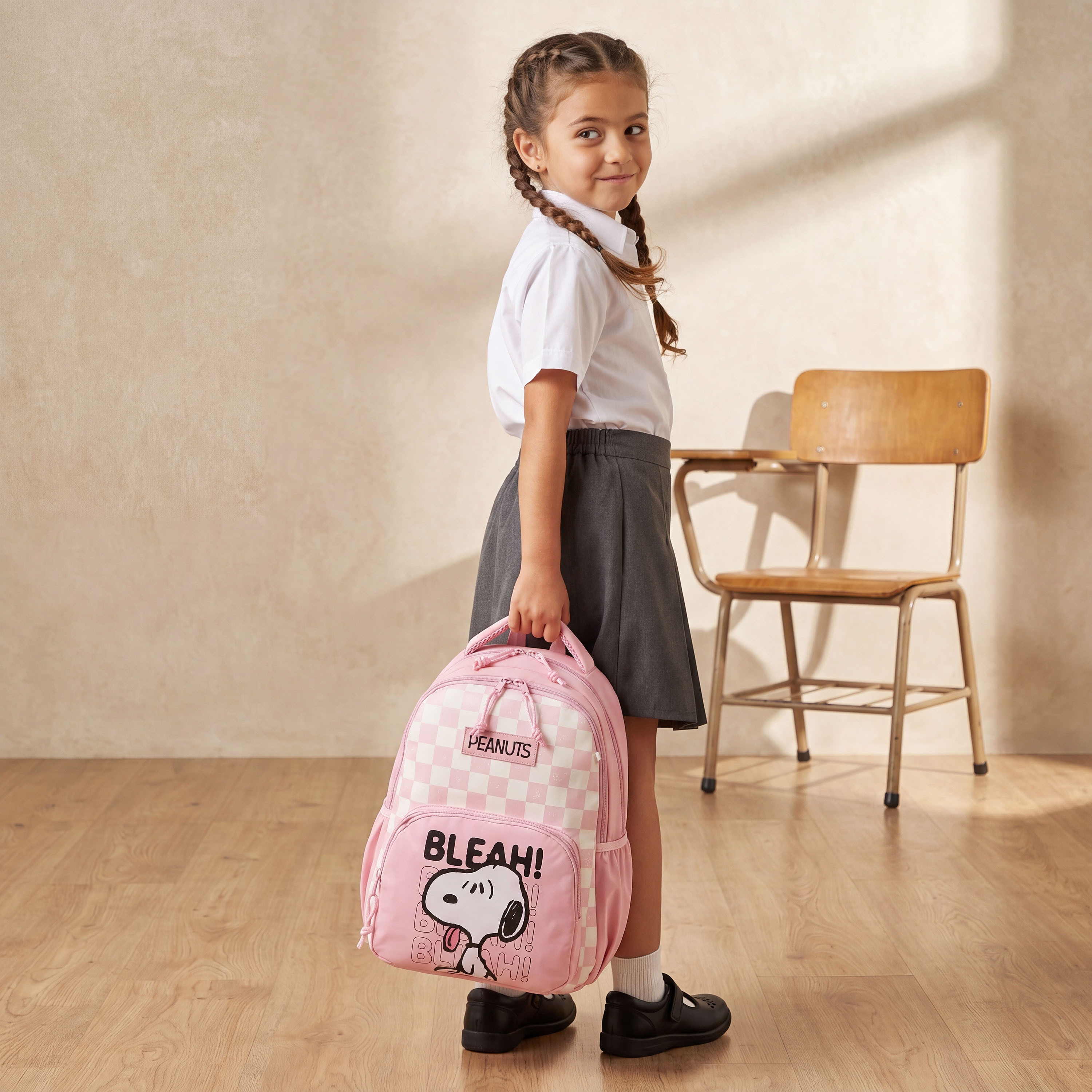 شنطة ظهر بقسم لابتوب وطبعات سنوبي للبنات 5-8 سنة من بيناتس- 16 بوصة-school-bagsandbackpacks-backpacks-image-4