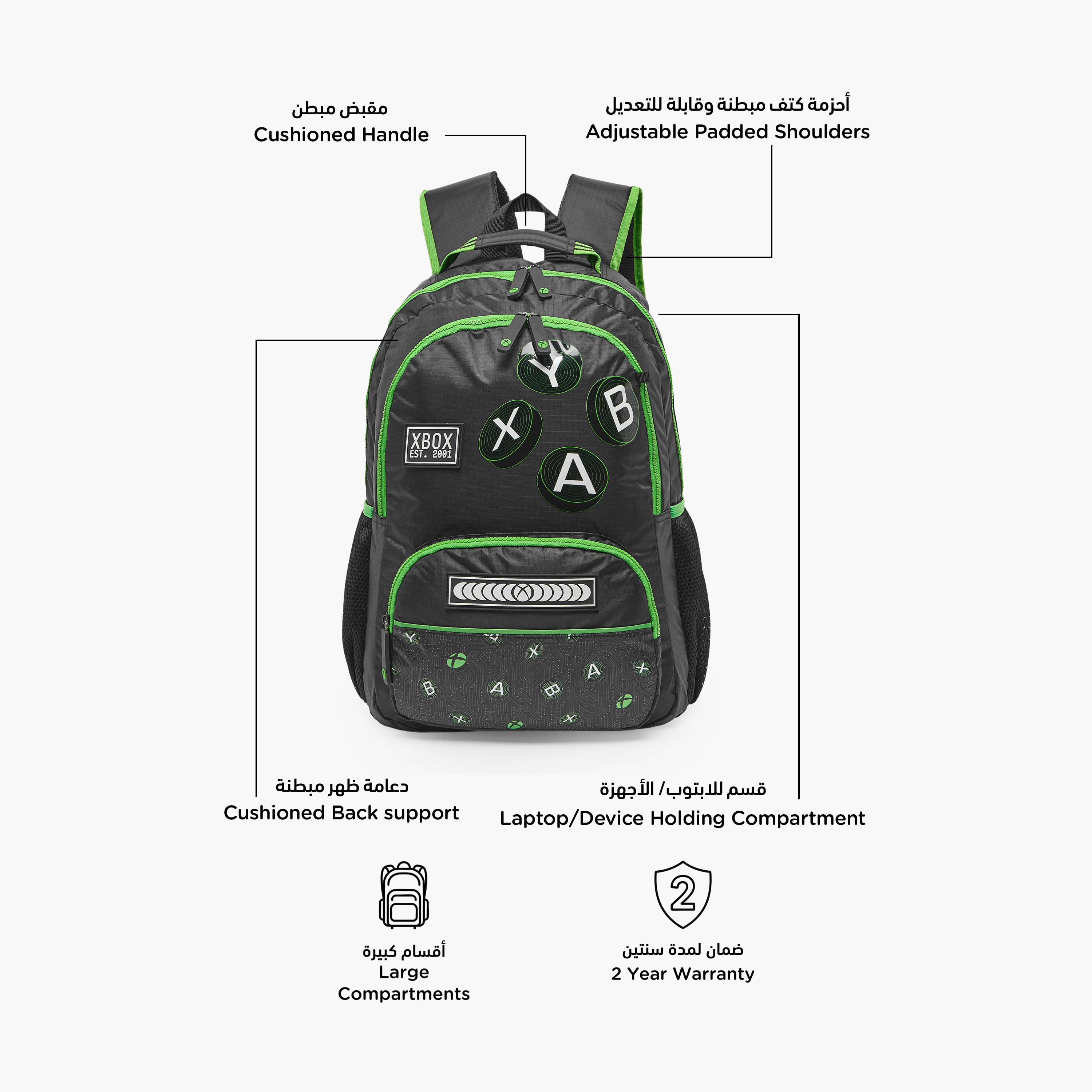 Microsoft Xbox Print Backpack for Boys 8-13 Years with Padded Shoulder Straps-school-bagsandbackpacks-backpacks-image-3