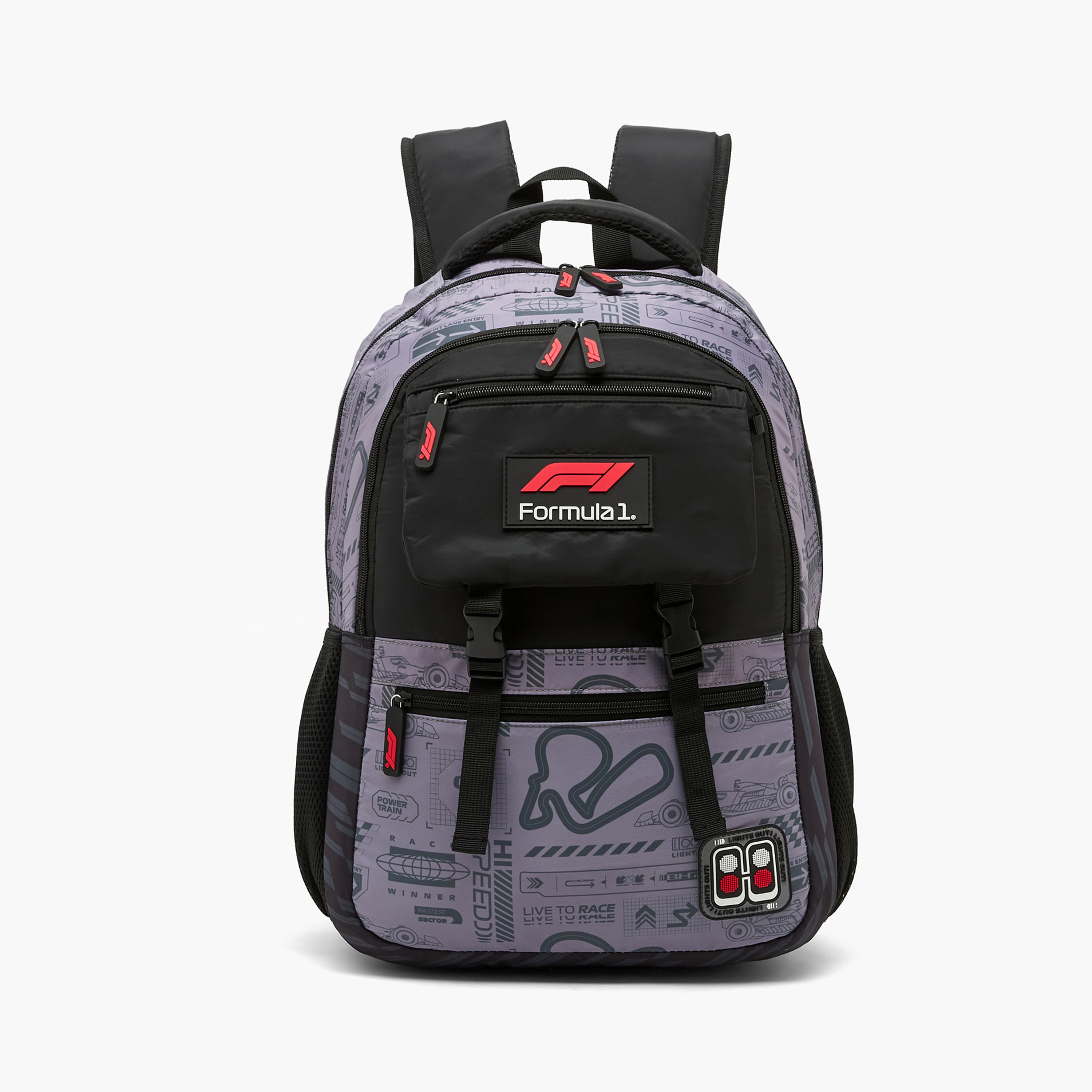 Formula One Racing Print Backpack for Boys 8-12 Years with Padded Shoulder Straps - 17 inches-school-bagsandbackpacks-backpacks-image-2