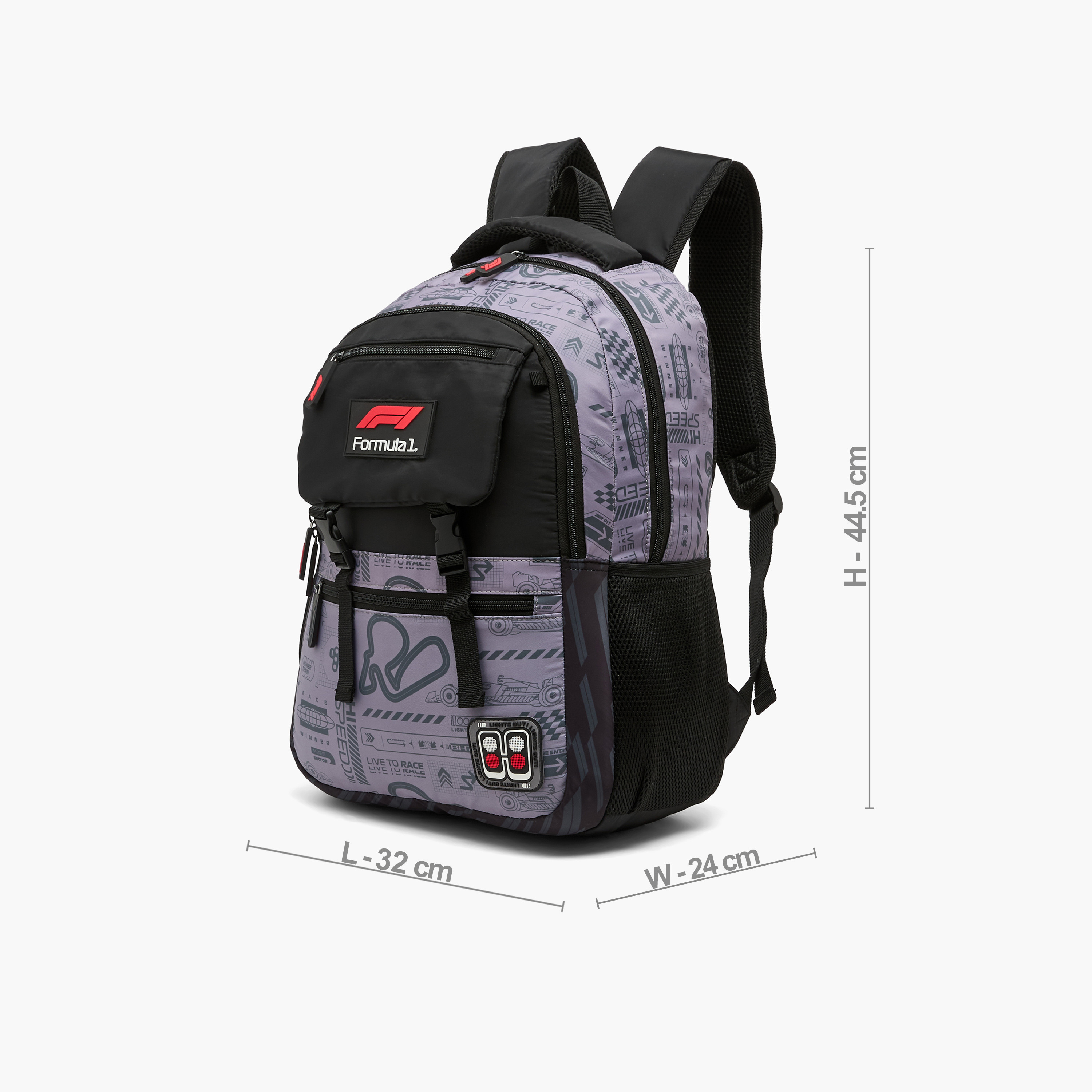 Formula One Racing Print Backpack for Boys 8-12 Years with Padded Shoulder Straps - 17 inches-school-bagsandbackpacks-backpacks-image-9