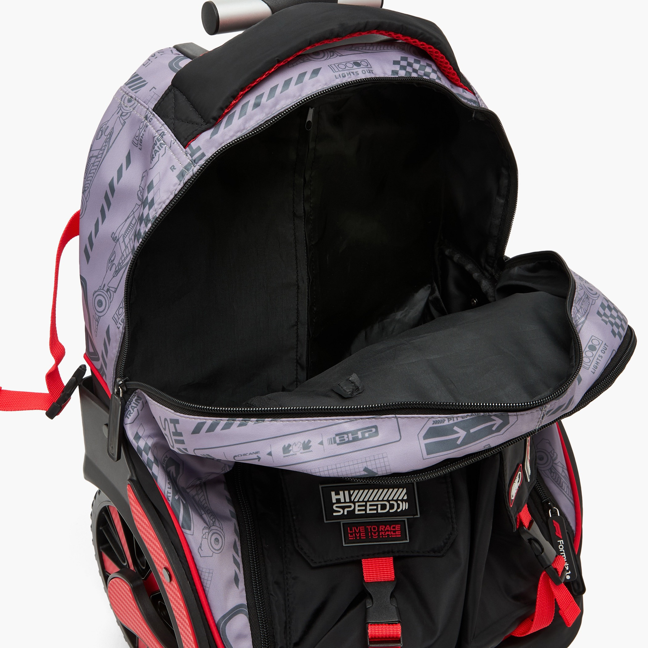 Formula One Logo Print Trolley Bag for Boys 8-12 Years Retractable Handle - 18 inches-school-bagsandbackpacks-trolleybags-image-11