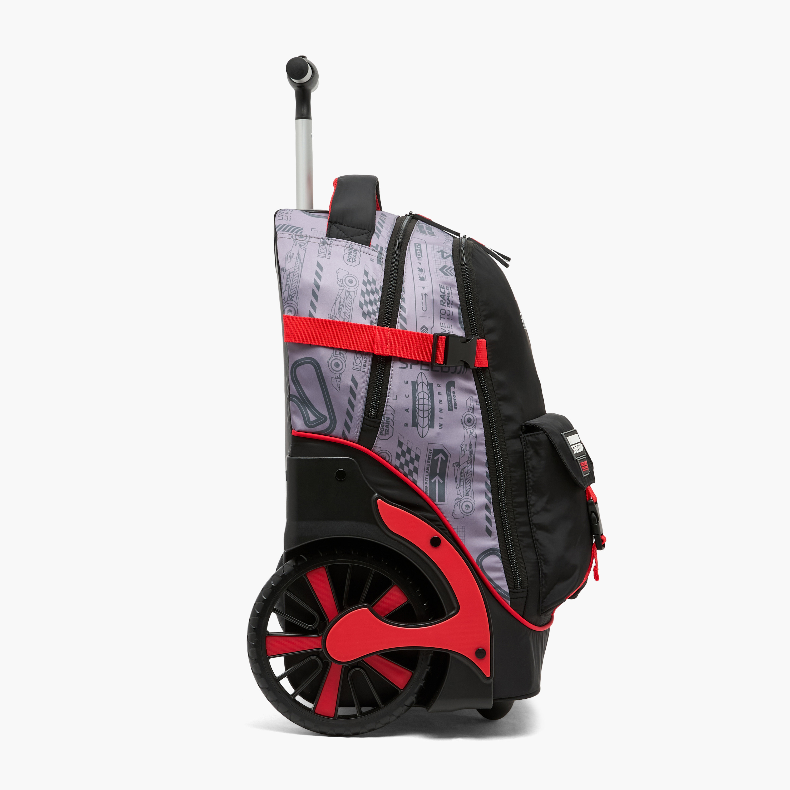 Formula One Logo Print Trolley Bag for Boys 8-12 Years Retractable Handle - 18 inches-school-bagsandbackpacks-trolleybags-image-13