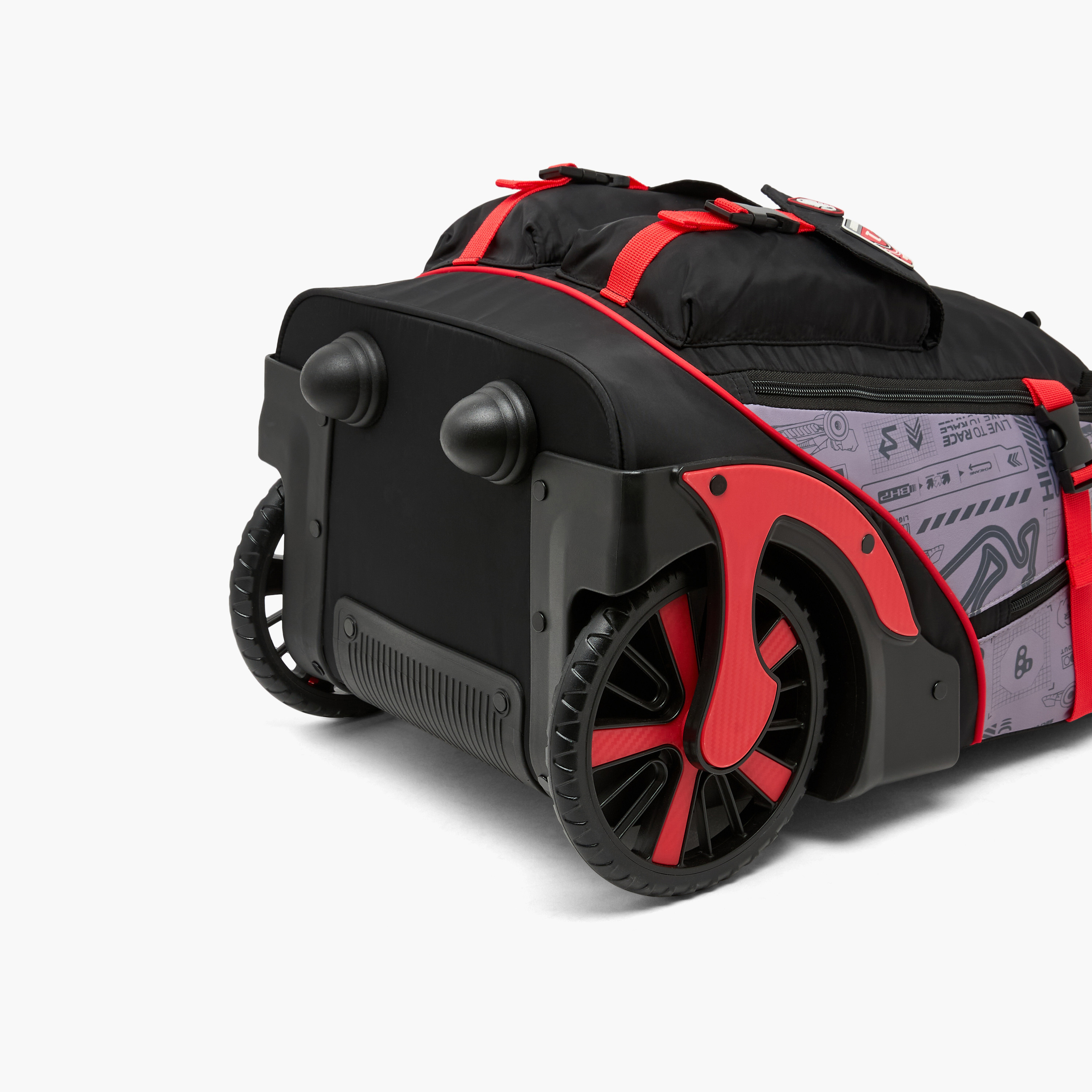 Formula One Logo Print Trolley Bag for Boys 8-12 Years Retractable Handle - 18 inches-school-bagsandbackpacks-trolleybags-image-15
