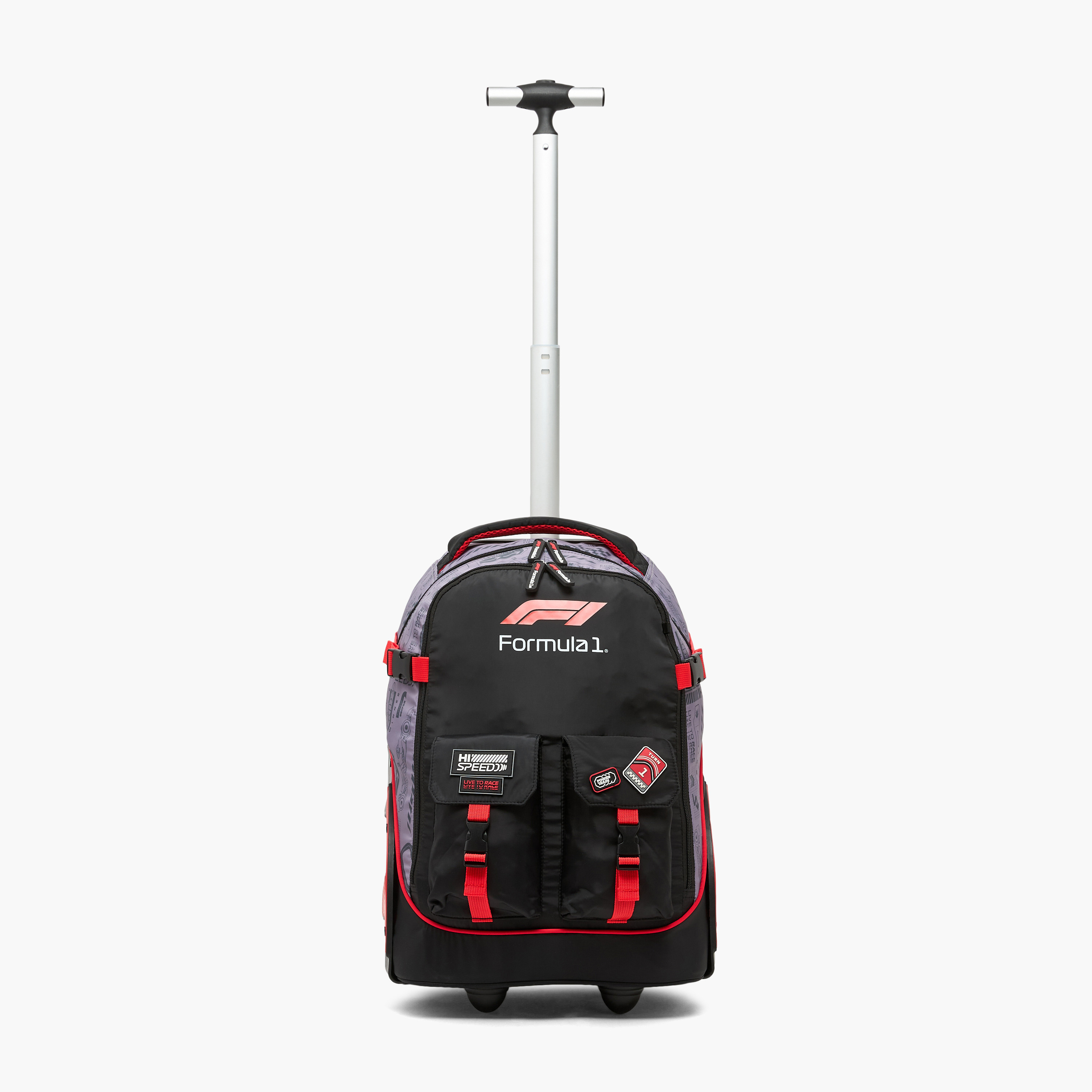 Formula One Logo Print Trolley Bag for Boys 8-12 Years Retractable Handle - 18 inches-school-bagsandbackpacks-trolleybags-image-5