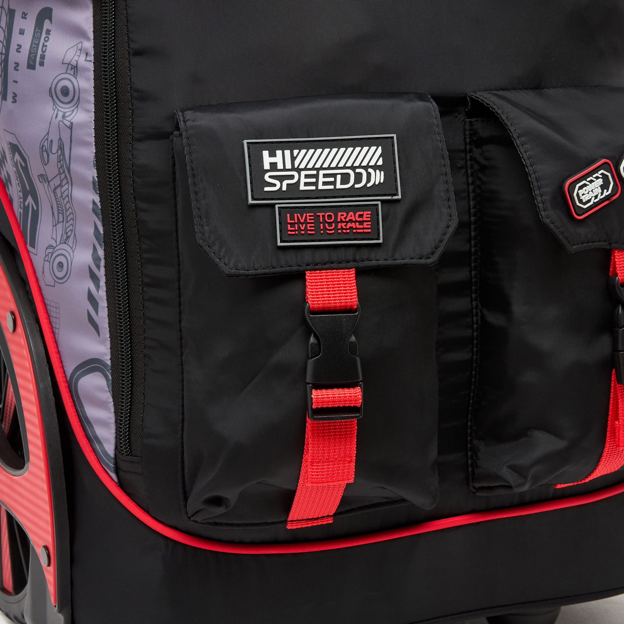 Formula One Logo Print Trolley Bag for Boys 8-12 Years Retractable Handle - 18 inches-school-bagsandbackpacks-trolleybags-image-6
