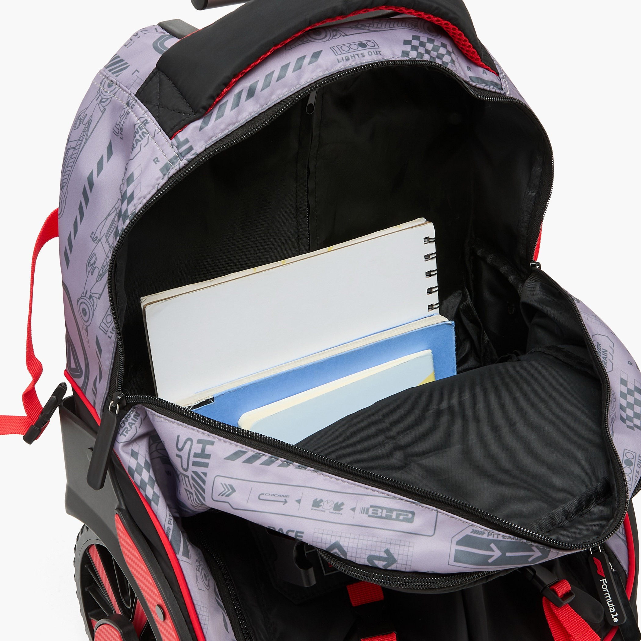 Formula One Logo Print Trolley Bag for Boys 8-12 Years Retractable Handle - 18 inches-school-bagsandbackpacks-trolleybags-image-10