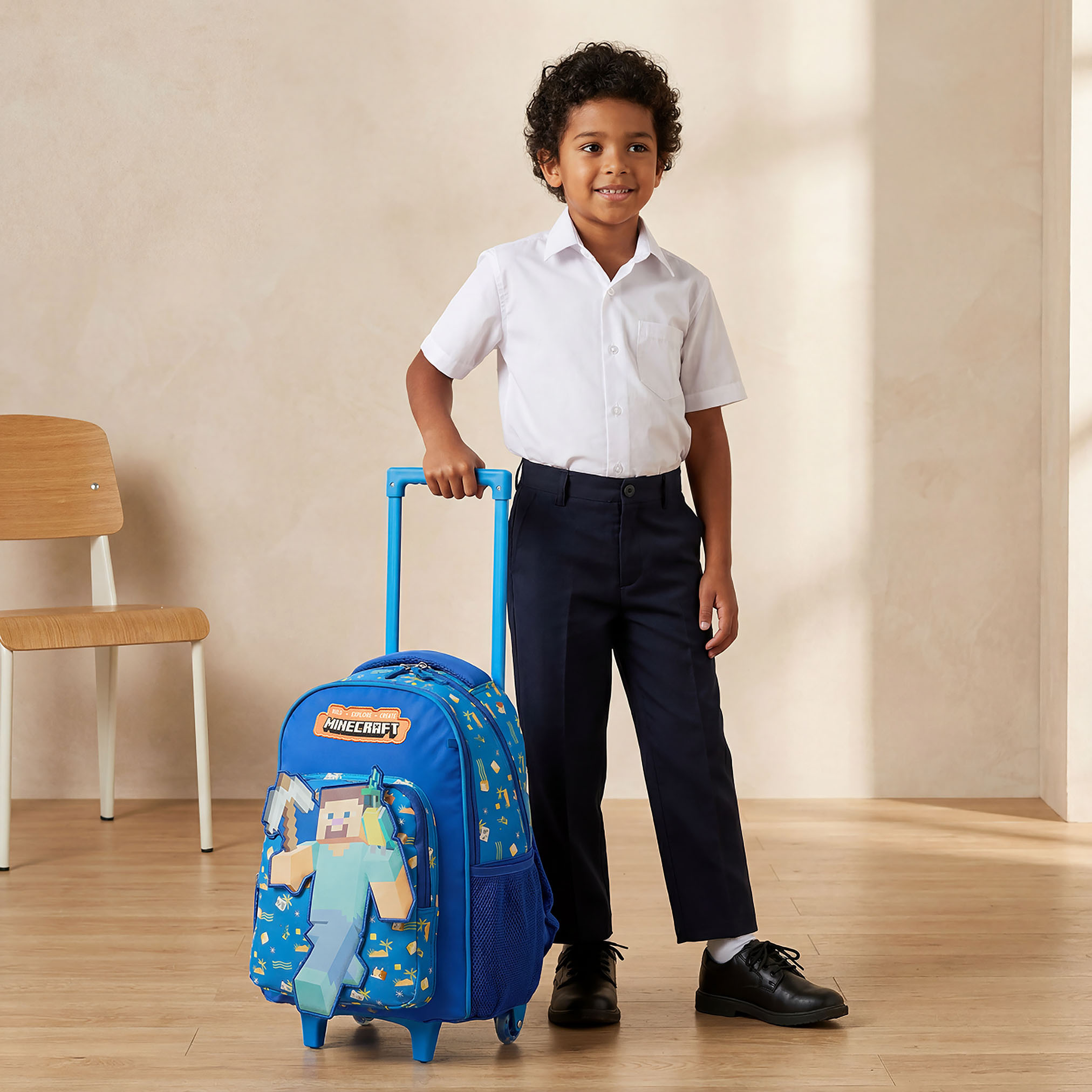 Microsoft Mojang Studios Minecraft Print Trolley Bag for Boys 5-8 Years with Wheels - 16 inches-school-bagsandbackpacks-trolleybags-image-3