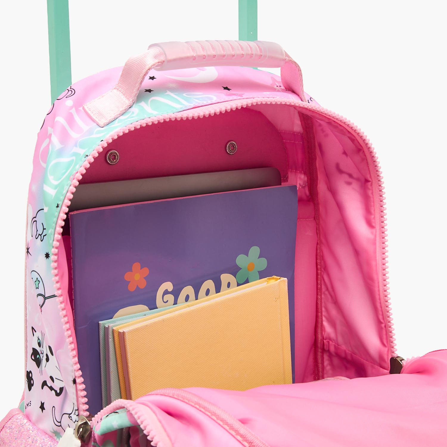 Juniors Cat Print Trolley Bag for Girls 5-8 Years with Durable Wheels - 16 inches-school-bagsandbackpacks-trolleybags-image-10
