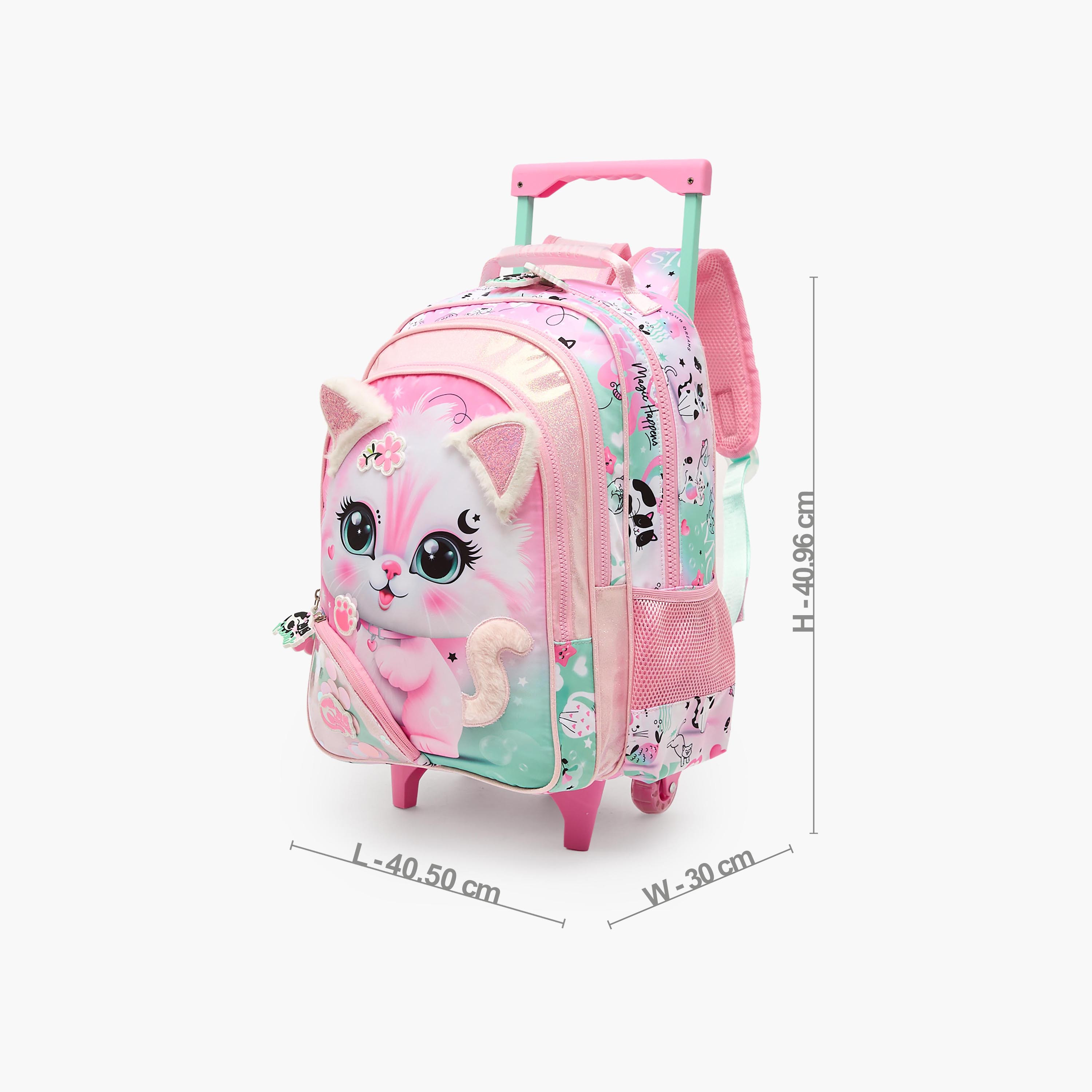 Juniors Cat Print Trolley Bag for Girls 5-8 Years with Durable Wheels - 16 inches-school-bagsandbackpacks-trolleybags-image-11