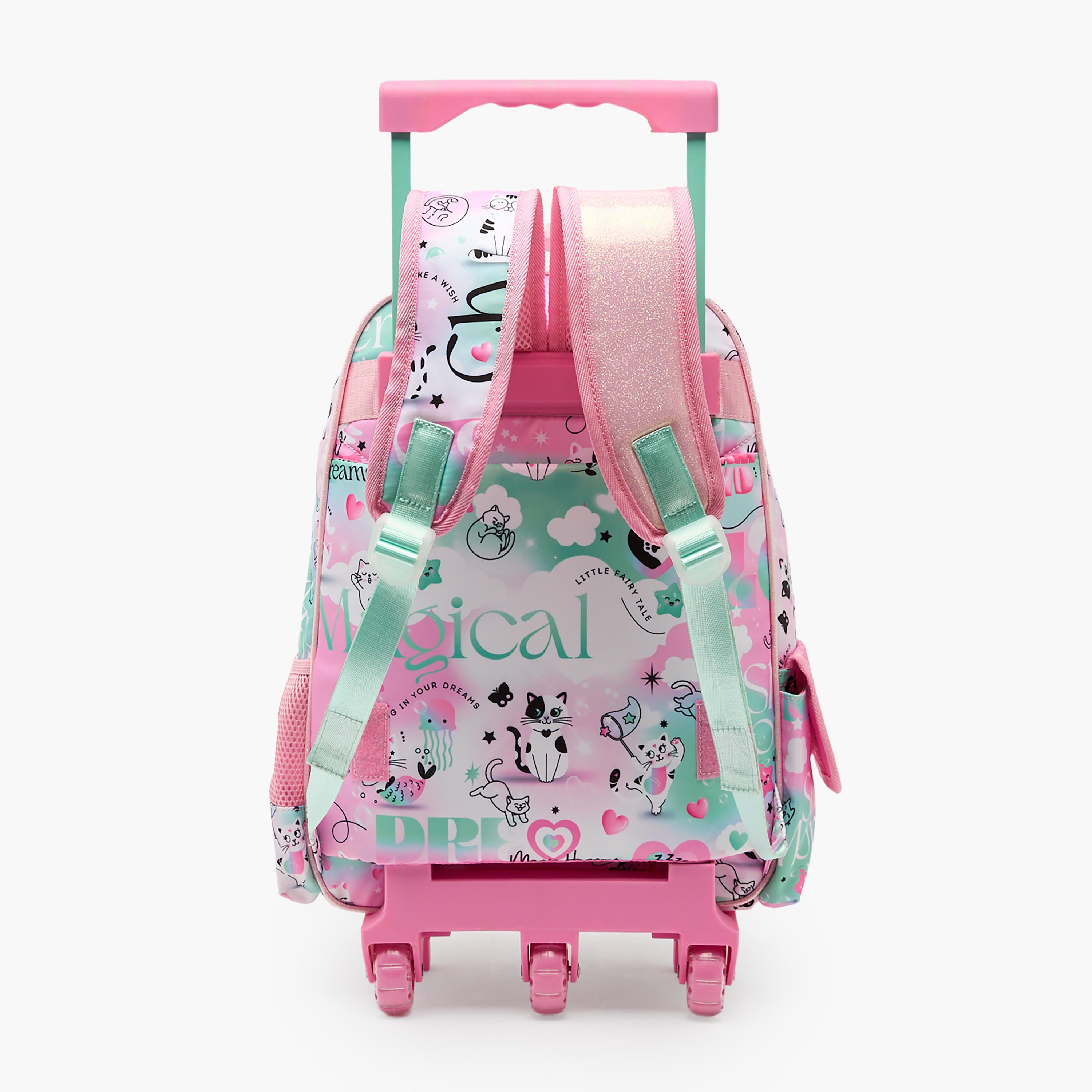 Juniors Cat Print Trolley Bag for Girls 5-8 Years with Durable Wheels - 16 inches-school-bagsandbackpacks-trolleybags-image-13