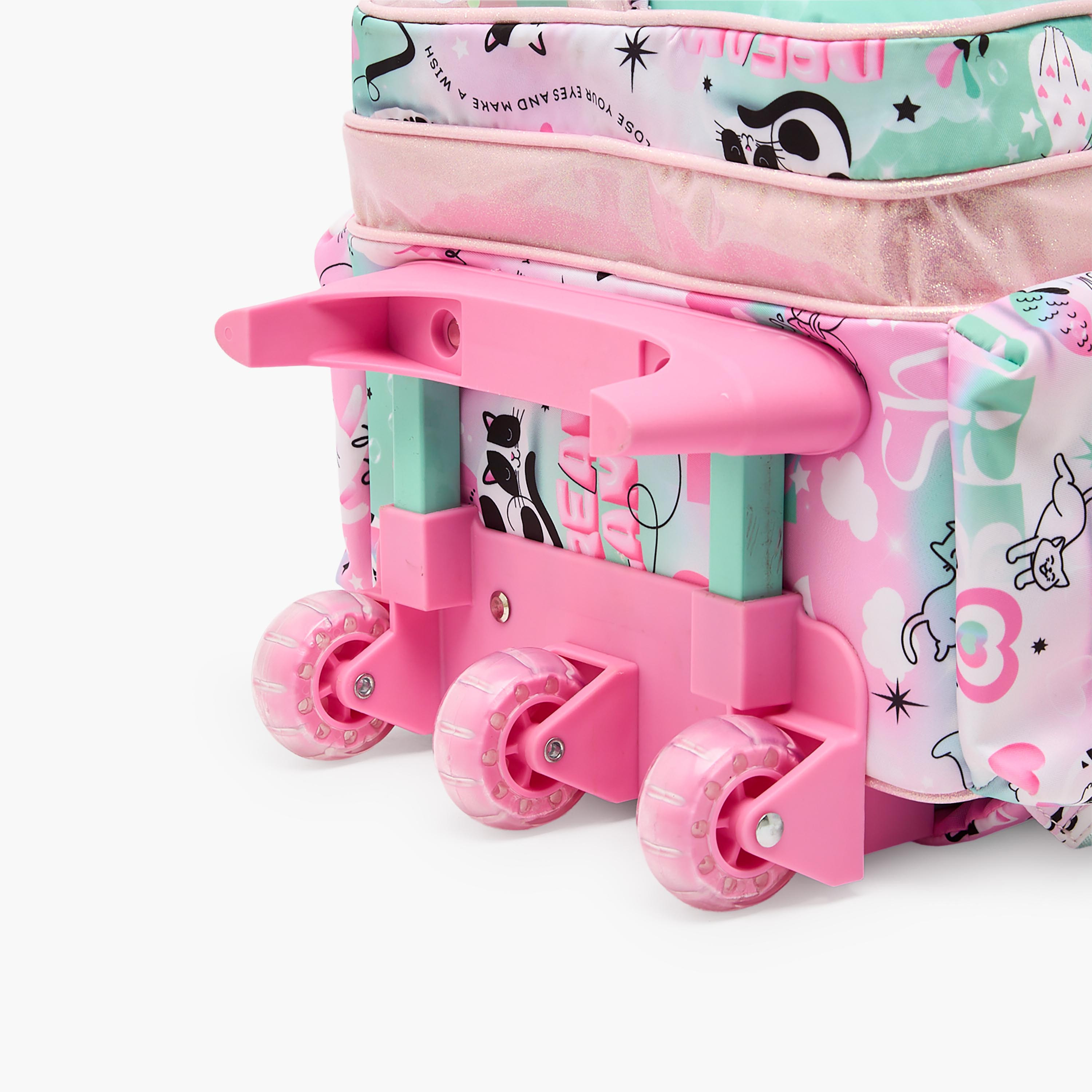 Juniors Cat Print Trolley Bag for Girls 5-8 Years with Durable Wheels - 16 inches-school-bagsandbackpacks-trolleybags-image-14